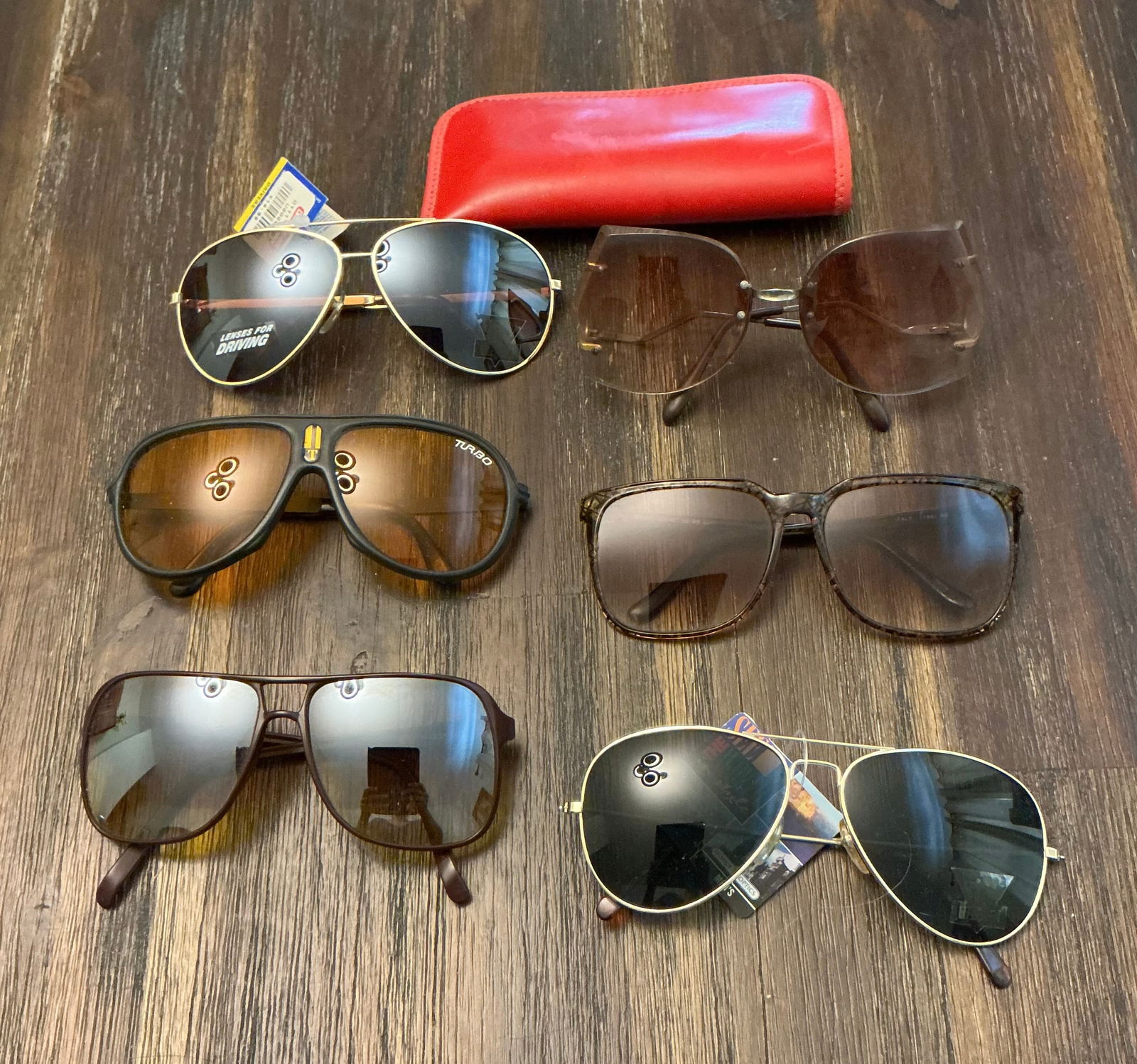 Vintage Sunglasses: Plus one red case