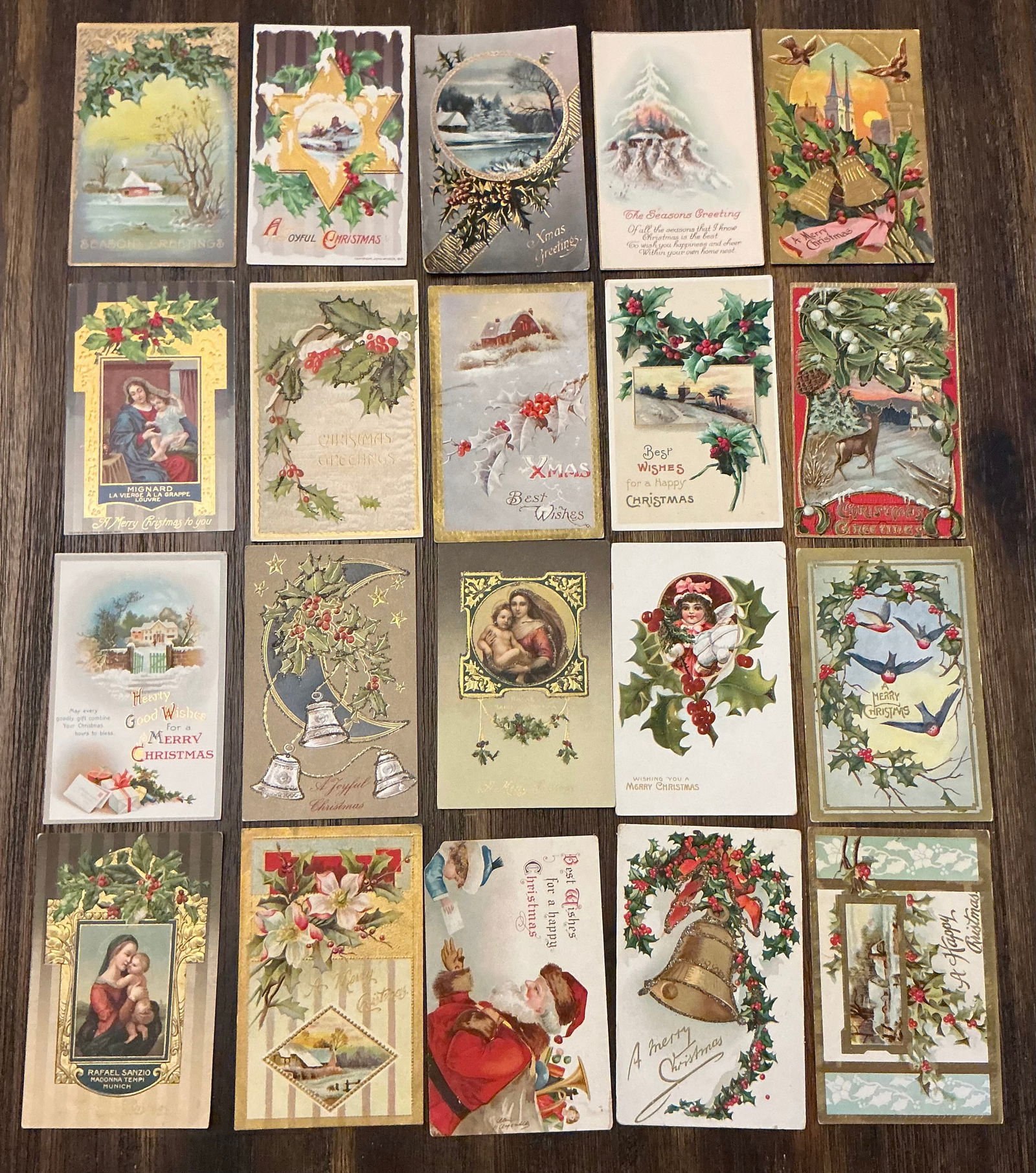 Antique Christmas Postcards: All not stamped, some unused or with minimal pencil marks