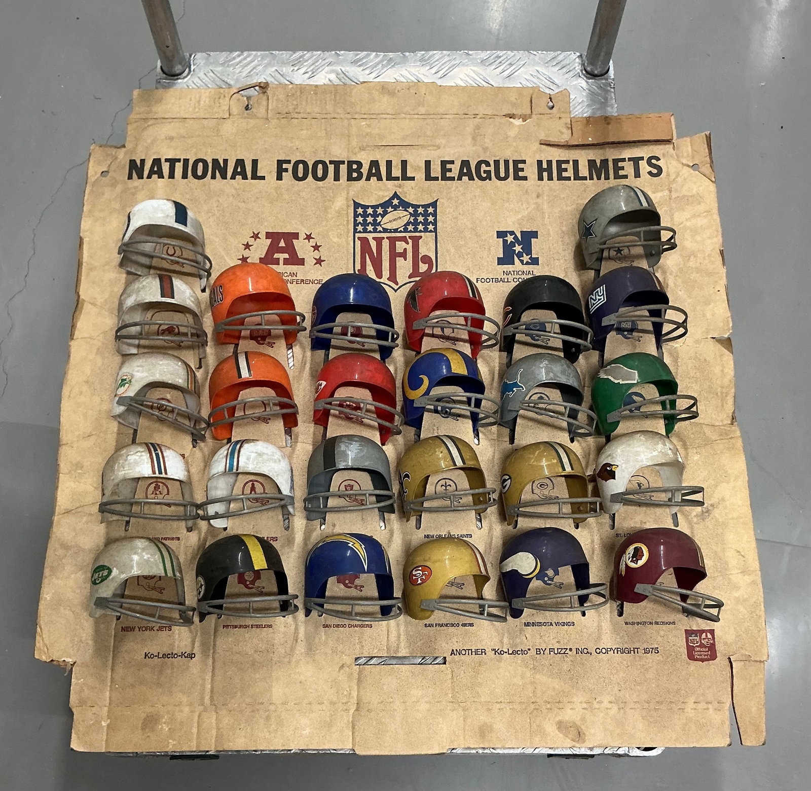 1975 NFL Mini Helmets Display Board: Complete 26 Helmets