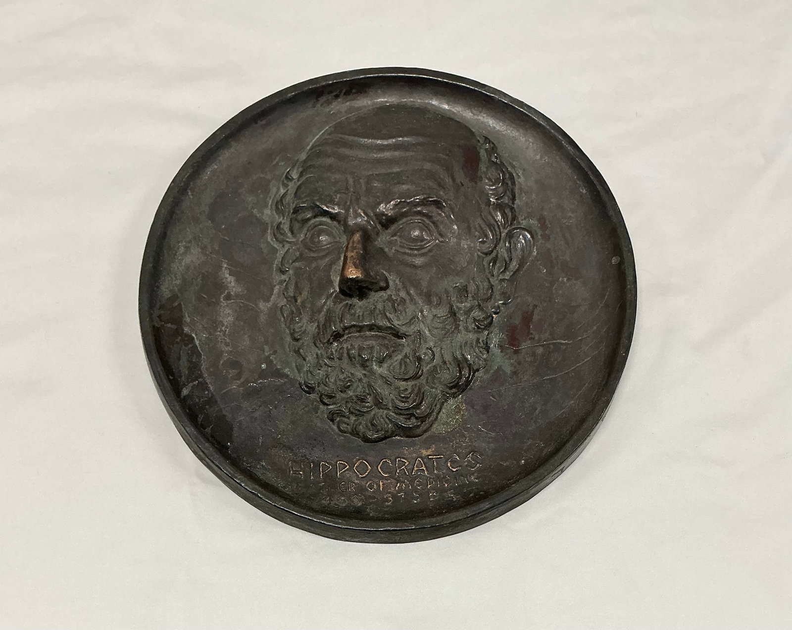 Vintage Bronze Hippocrates Father Of Medicine Wall Plaque (1 of 4)
