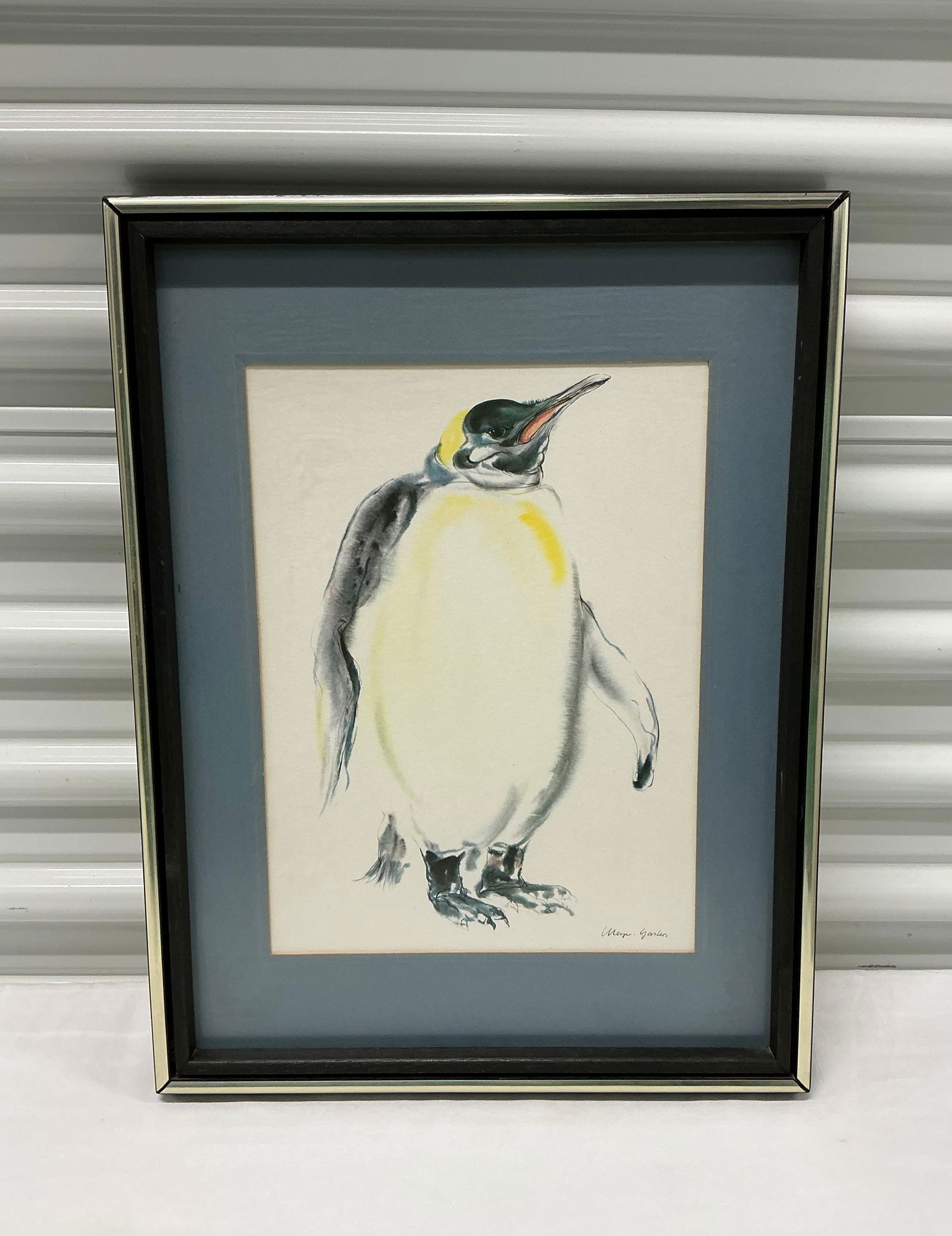 German Artist Klaus Meyer-Gasters Emperor Penguin Signed Watercolor Lithograph Print (1 of 5)