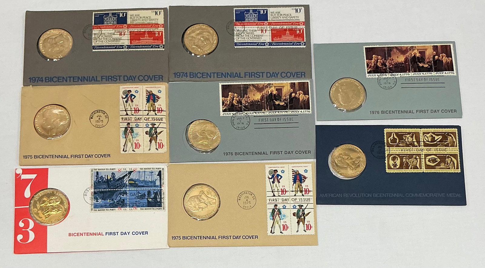 1970s American Revolution Bicentennial First Day Covers & Coins: 1970s