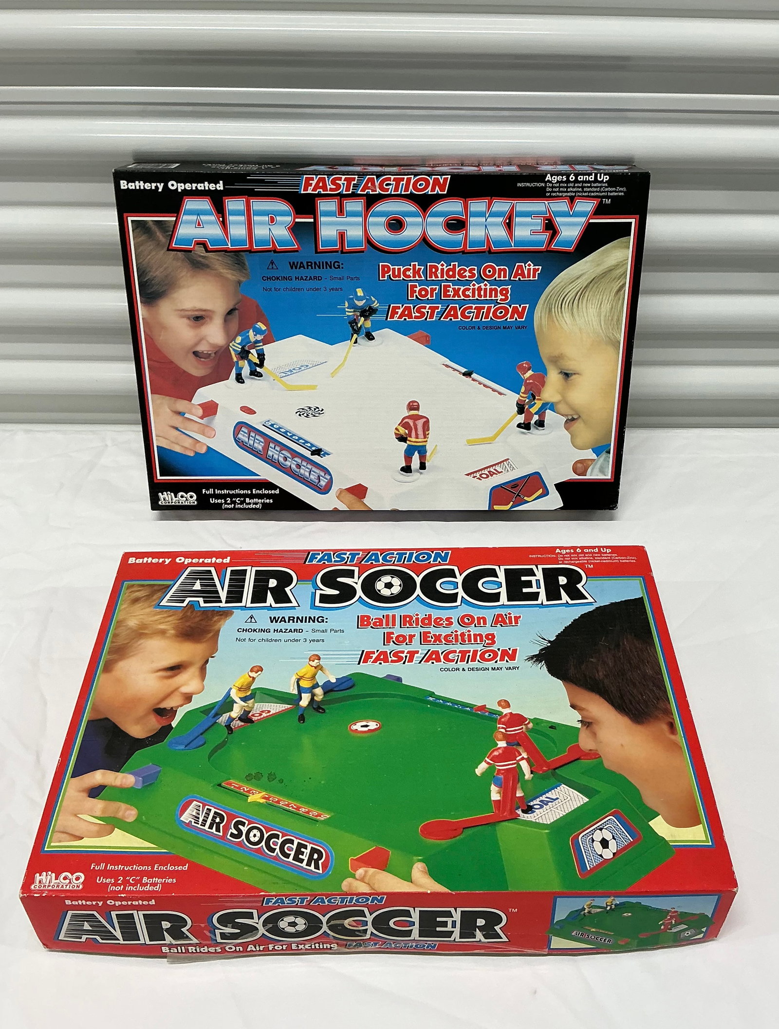 1990s Hilco Fast Action Air Hockey & Air Soccer Games: Battery Operated, Untested