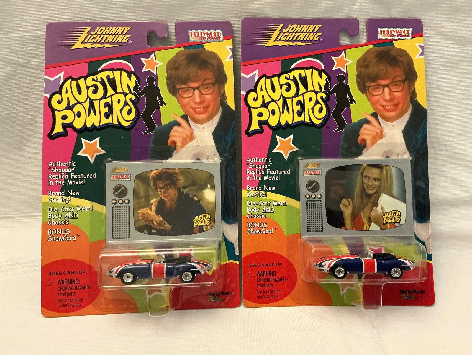1999 Austin Powers Johnny Lightning Die Cast Shaguar Replicas: On the card with bonus card
