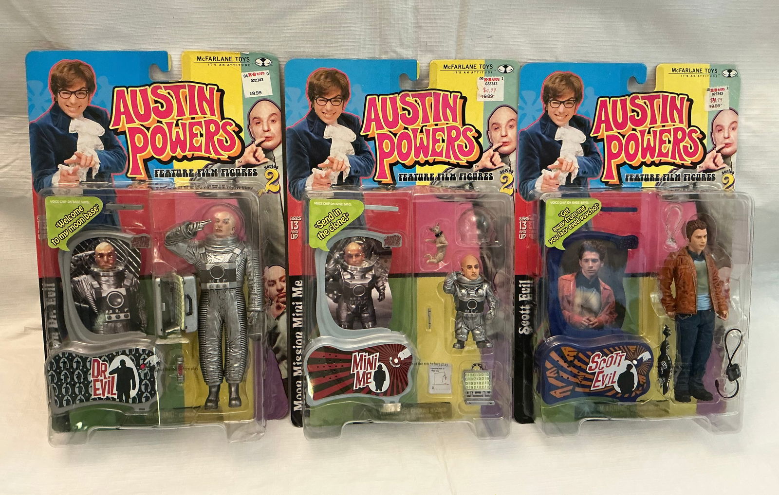 1999 Austin Powers Action Figures Dr Evil Mini Me Scott Evil: Series 2 On The Card