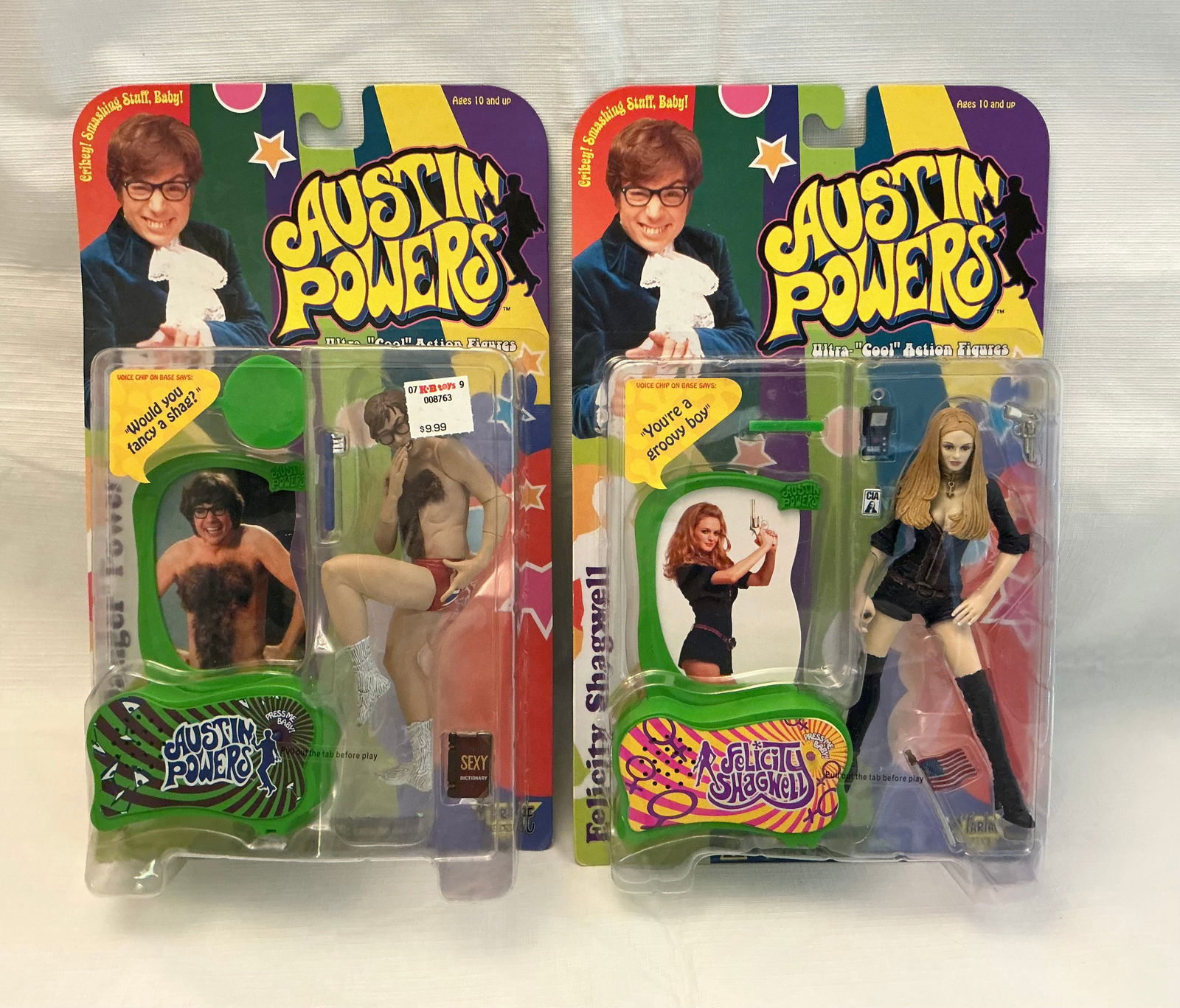 1999 Austin Powers Action Figures Felicity Shagwell Danger Powers: Series 1 On The Card