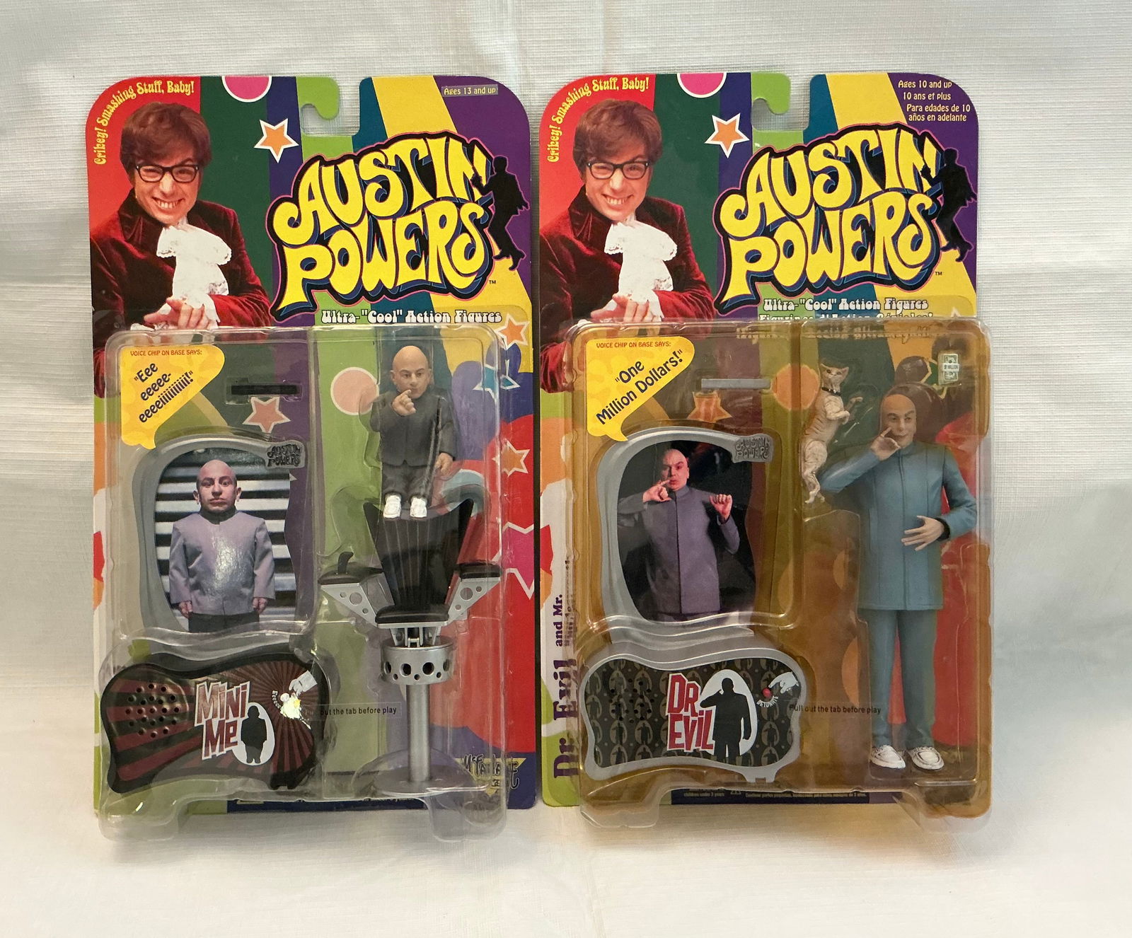 1999 Series 1 Austin Powers Dr Evil Mr Bigglesworth & Mini Me Action Figures: Series 1 On The Card