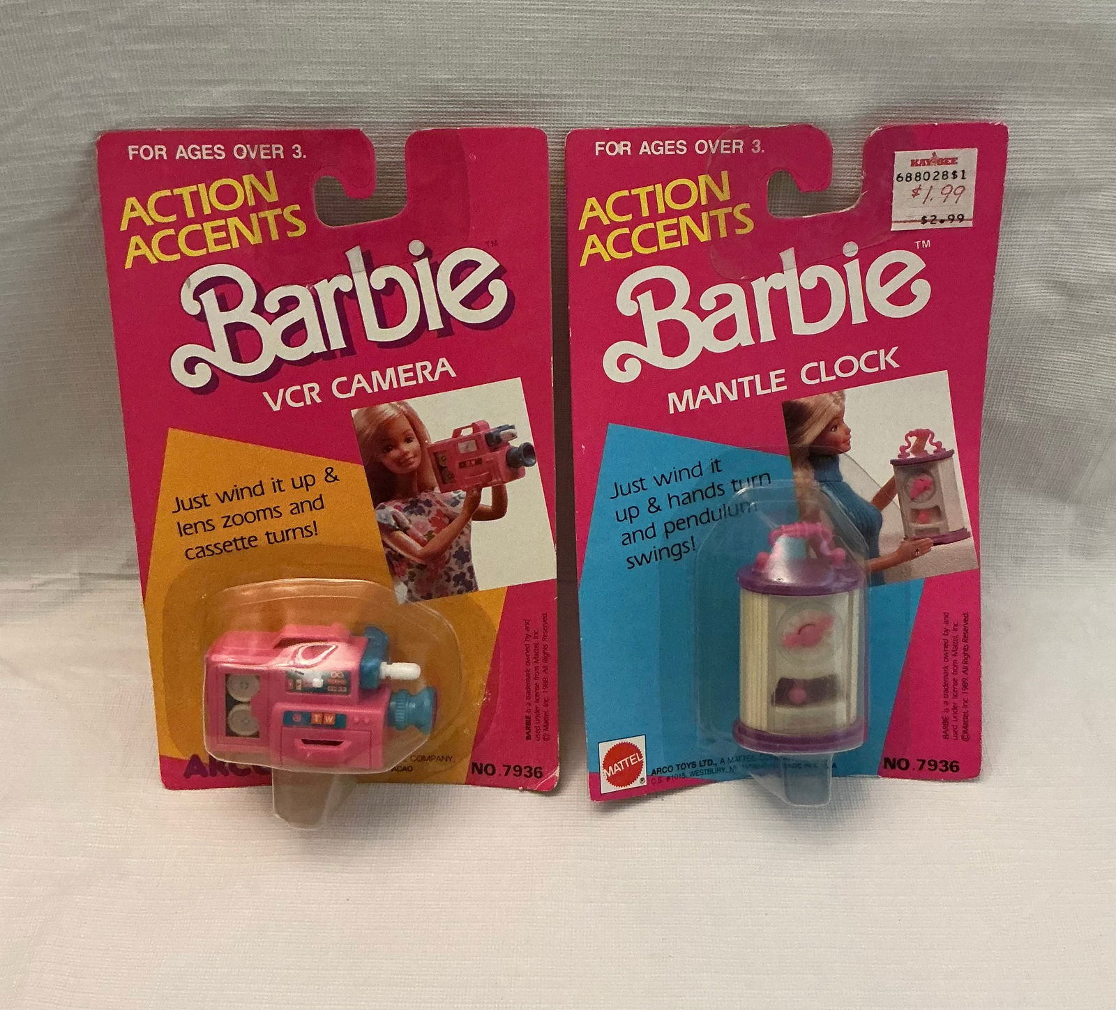 1989 Barbie Action Accents Camcorder & Mantle Clock: 1989