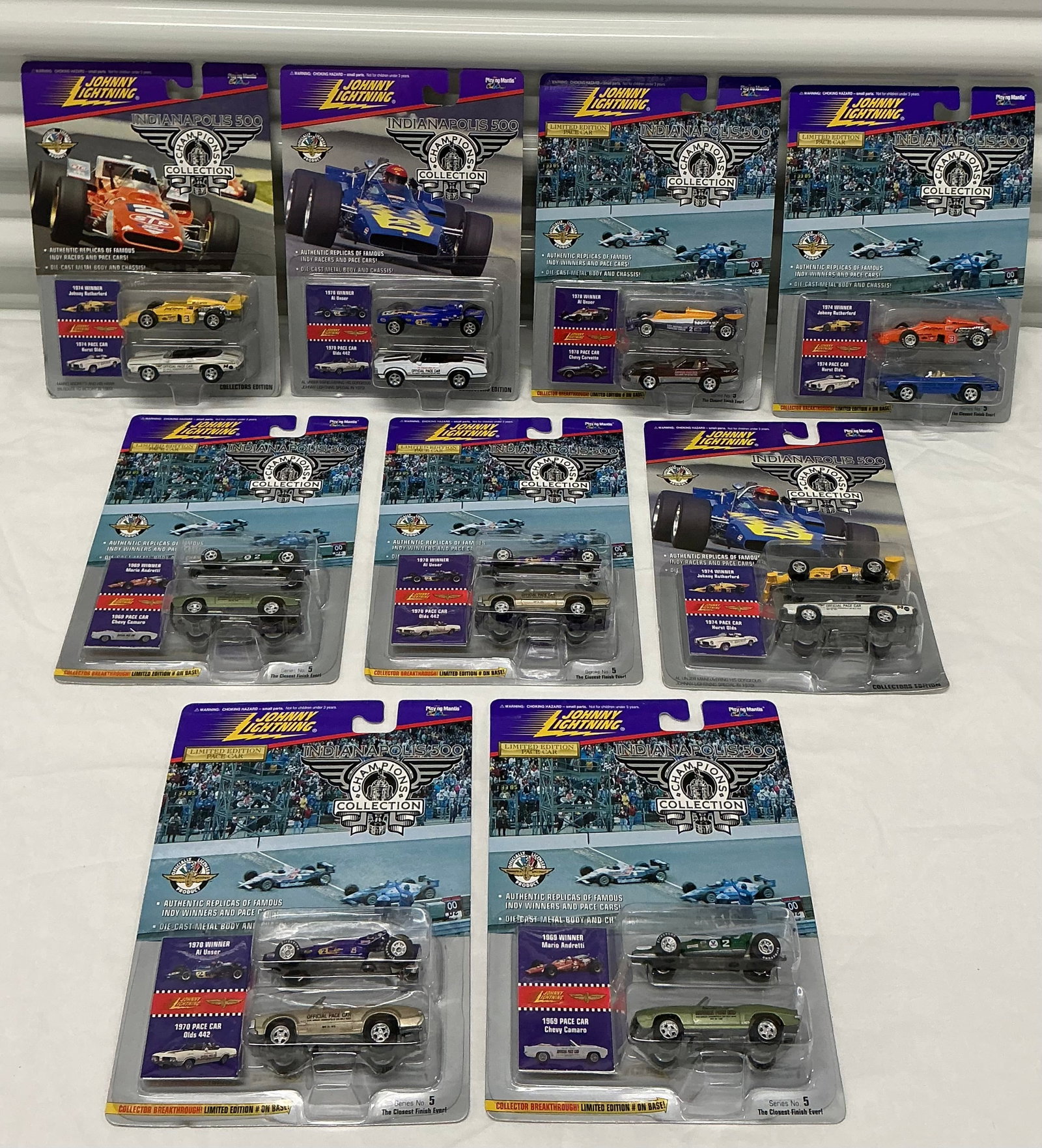 1996 Johnny Lightning Indy 500 Champions Collection Die Cast: Collectors Edition & Series 5 Winners & Limited Edition Pace Cars