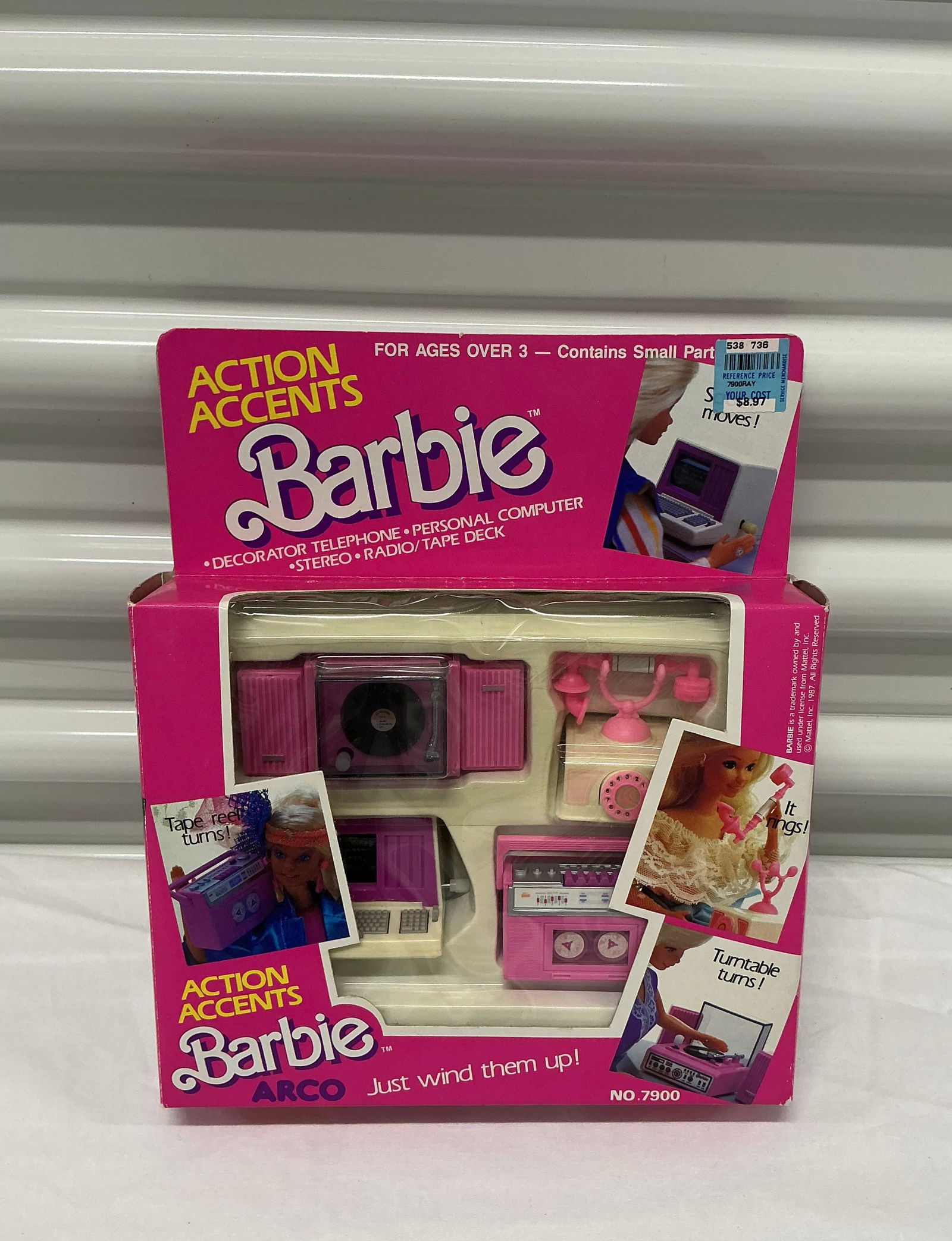 1987 Barbie Action Accents ComputerElectronics Accessories Set: Computer Turntable Boom Box & Phone