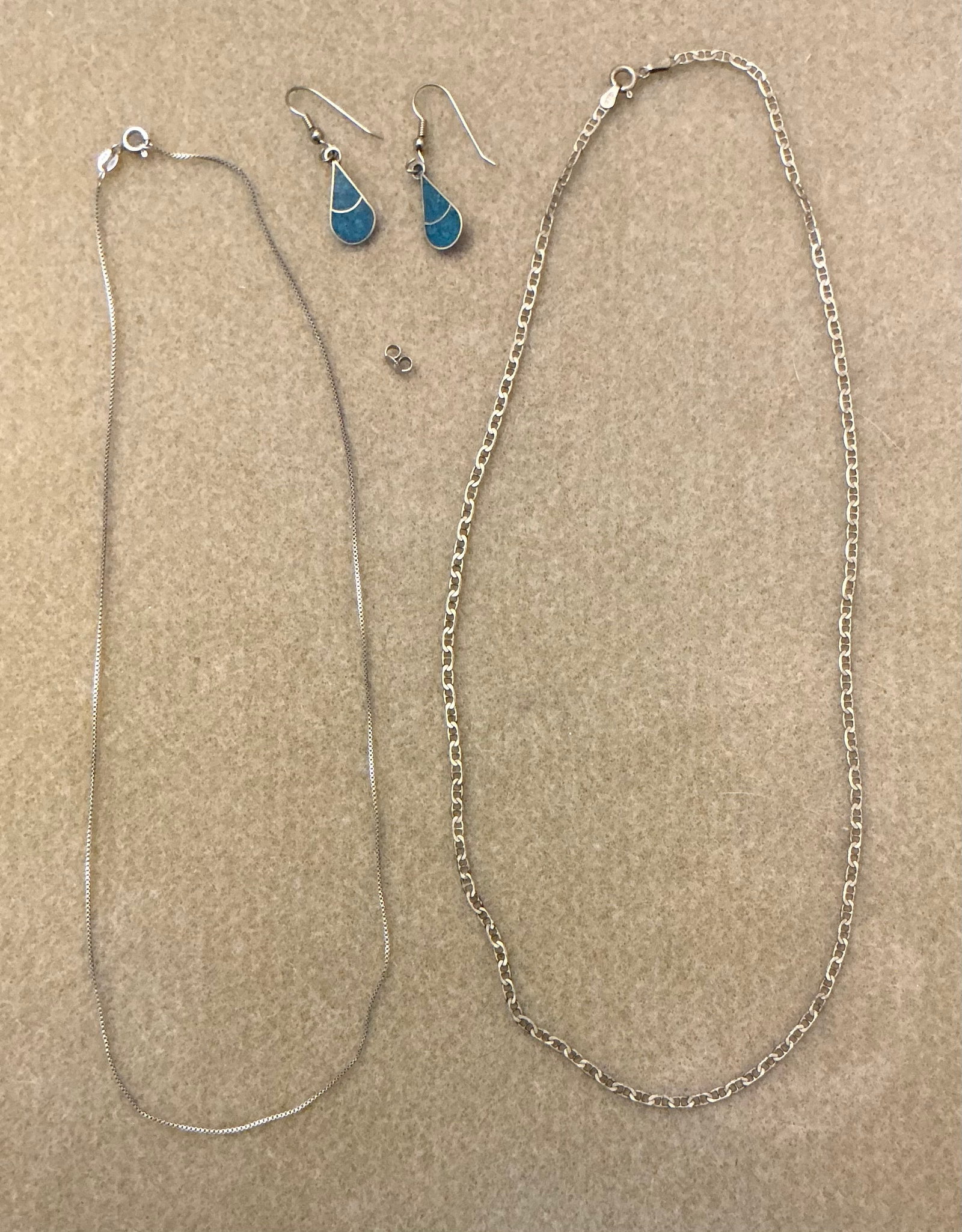 Marked 925 Silver Chains Turquoise Earrings (1 of 7)