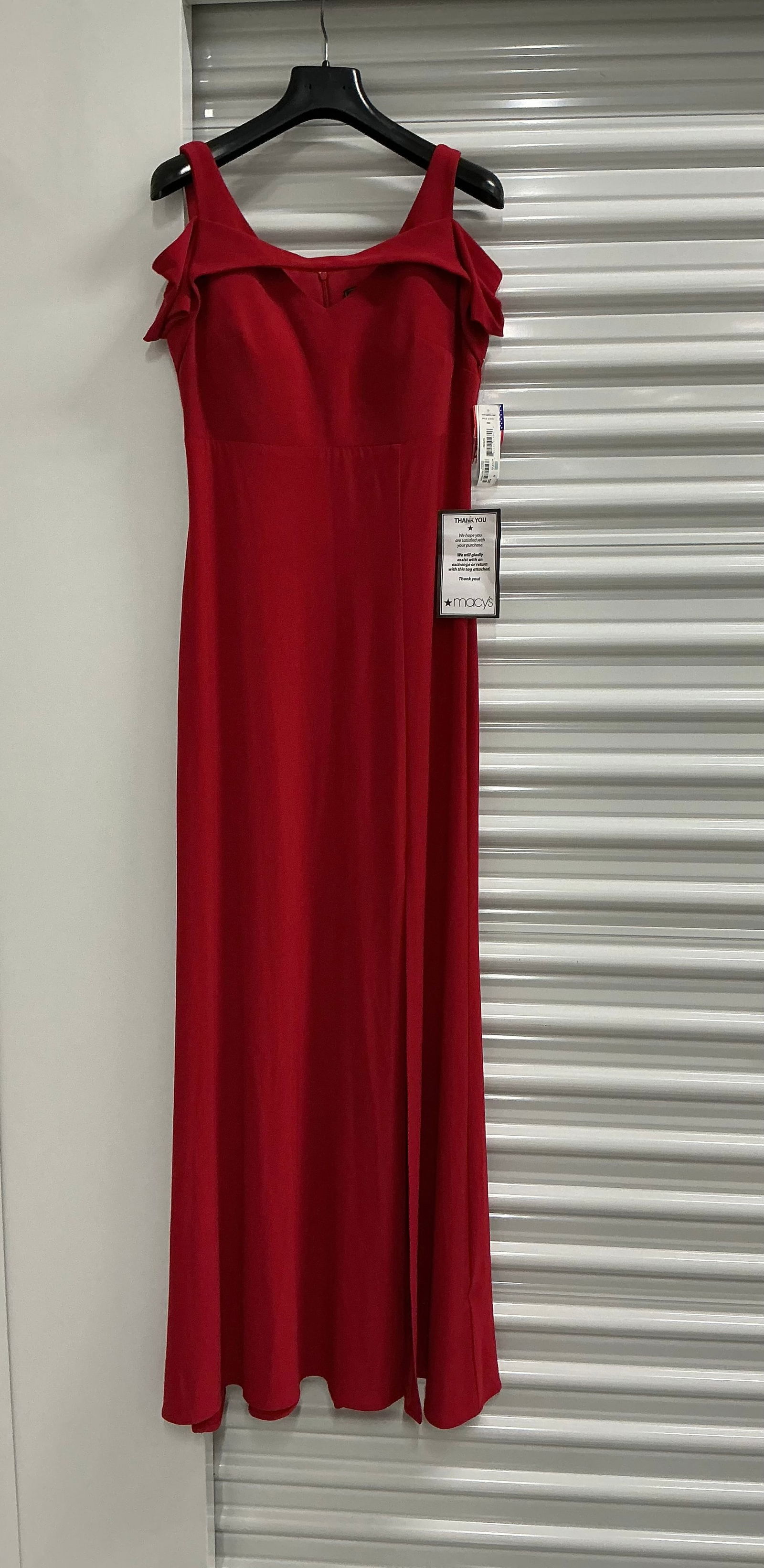 New With Tags Macys Nightway Full Length Red Evening Dress: Size 8 Front Slit