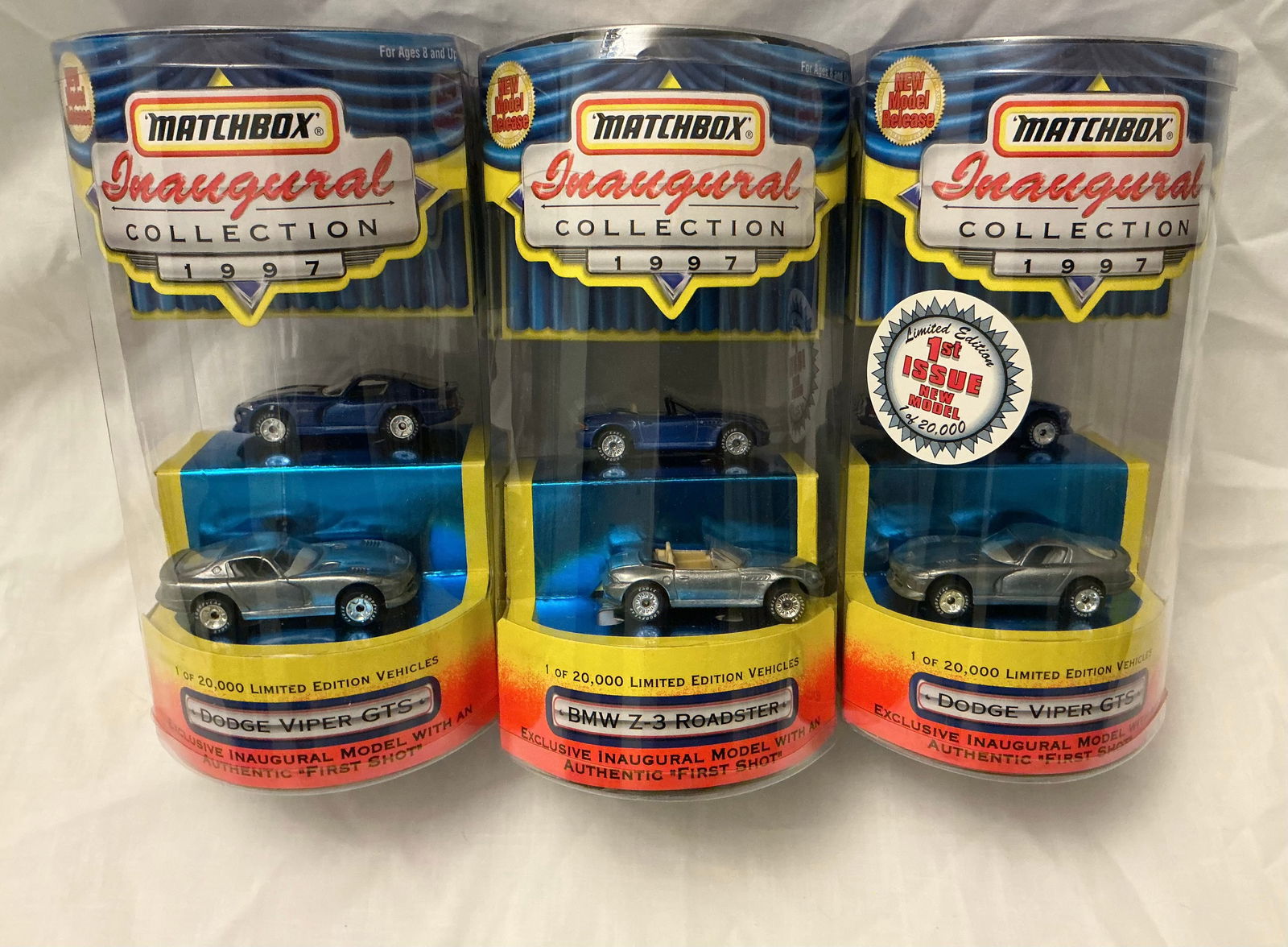 1997 Matchbox Inaugural Collection Limited Edition New Model Release: Dodge Viper GTS BMW Z-3 Roadster