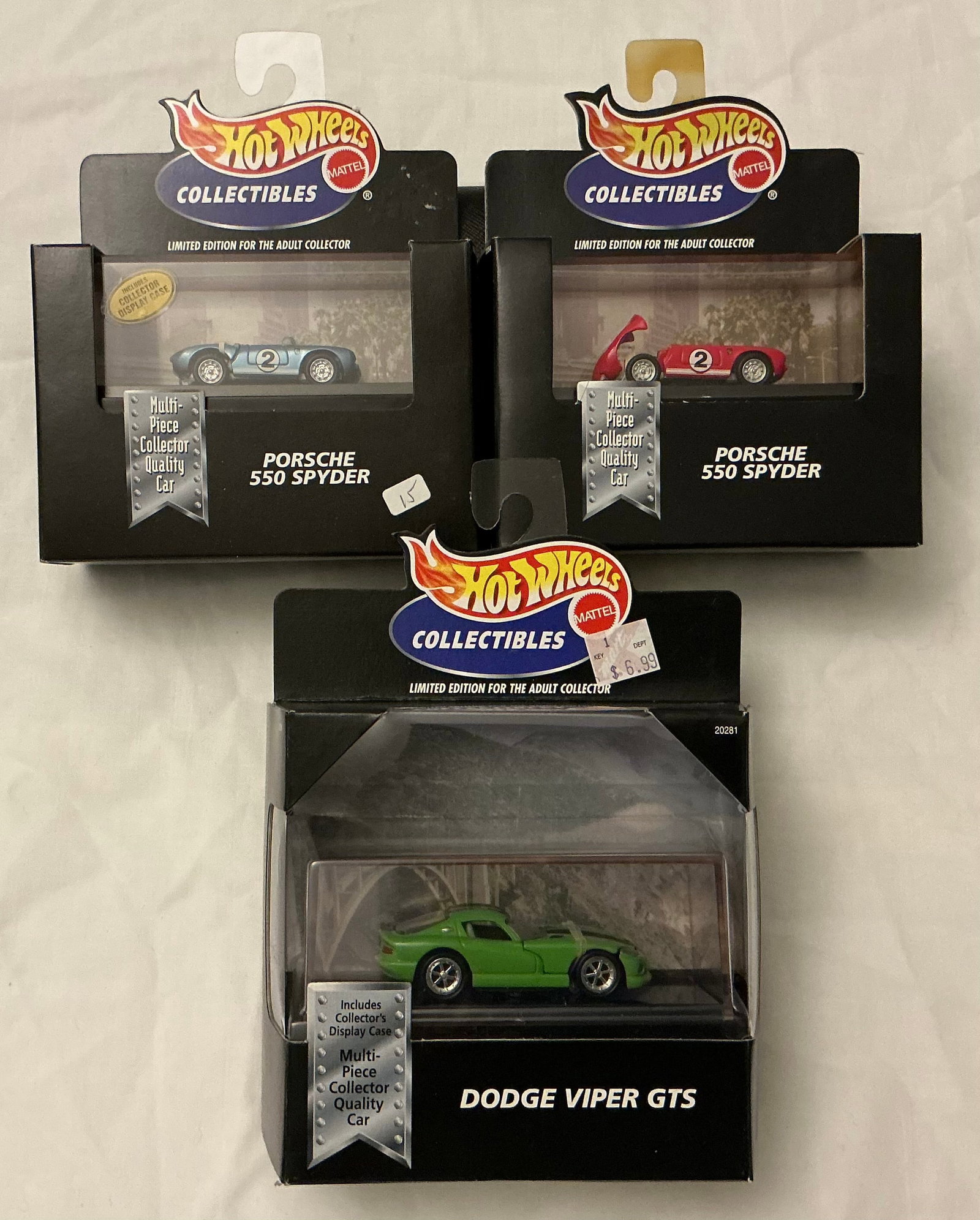 1990s Hot Wheels Collectibles Porsche & Dodge Viper Die Cast Cars: Limited Edition Porsche 550 Spyder Dodge Viper GTS