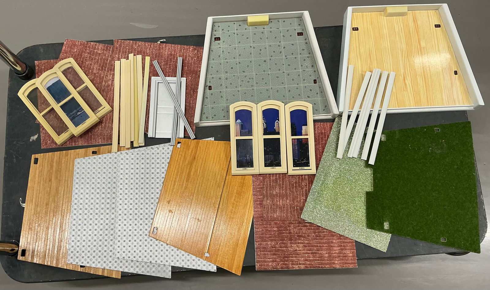 American Girl AG Mini Room Power Bases, Floor Wall Ceiling Window & Trim Accessories: With Pieces Shown.