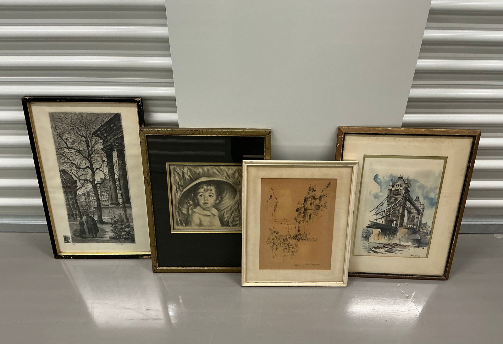 Group of Signed Drawings, Graveur & Watercolor: Largest 21x13