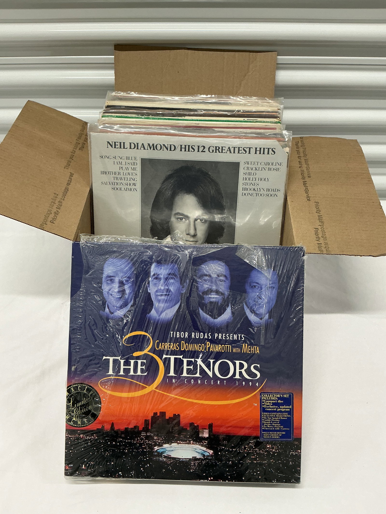 Box Of Vintage Vinyl Records & 1994 The Three Tenors Collectors Set (1 of 4)