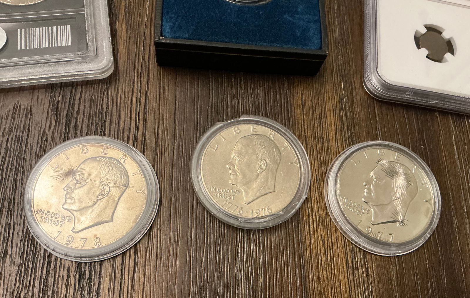 Genuine Cambodian Hamza Bird, Eisenhower Dollars, Kennedy Half Dollar - 7