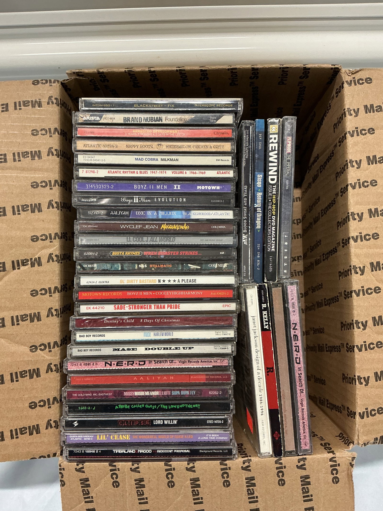 Box of Vintage Rap R&B CDs: 1990s, 2000s