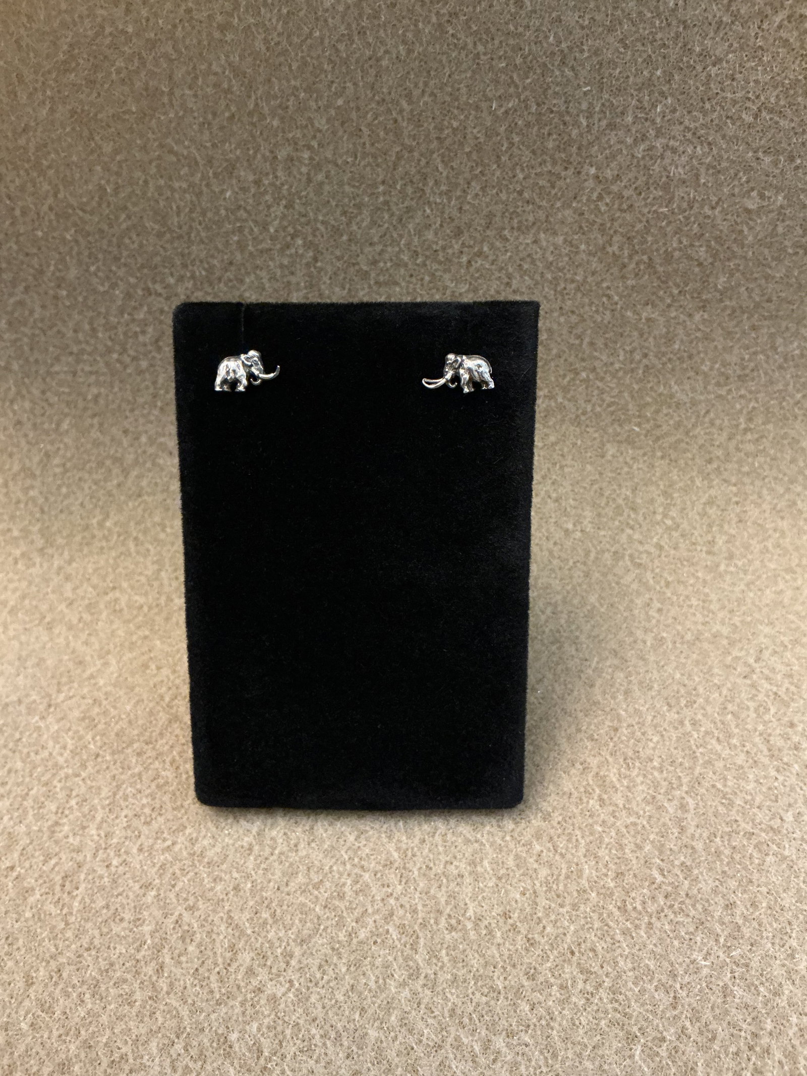 Silver Wooly Mammoth Post Earrings: Marked Ster With Makers Mark As Shown