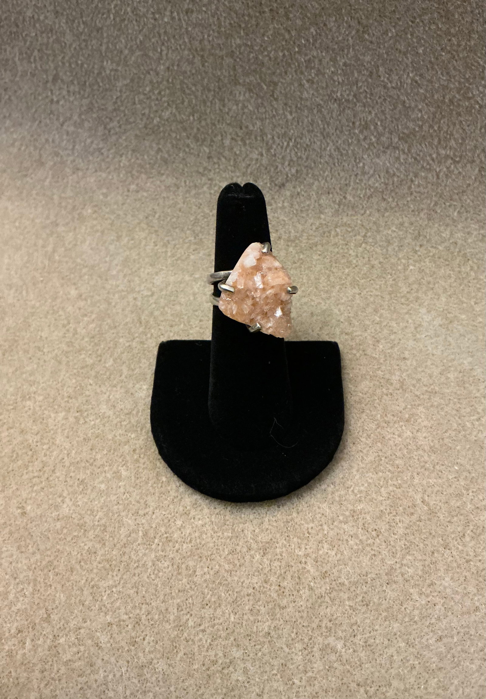 Raw Natural Quartz & Silver Ring: Marked SJ 925 As Shown Size 6