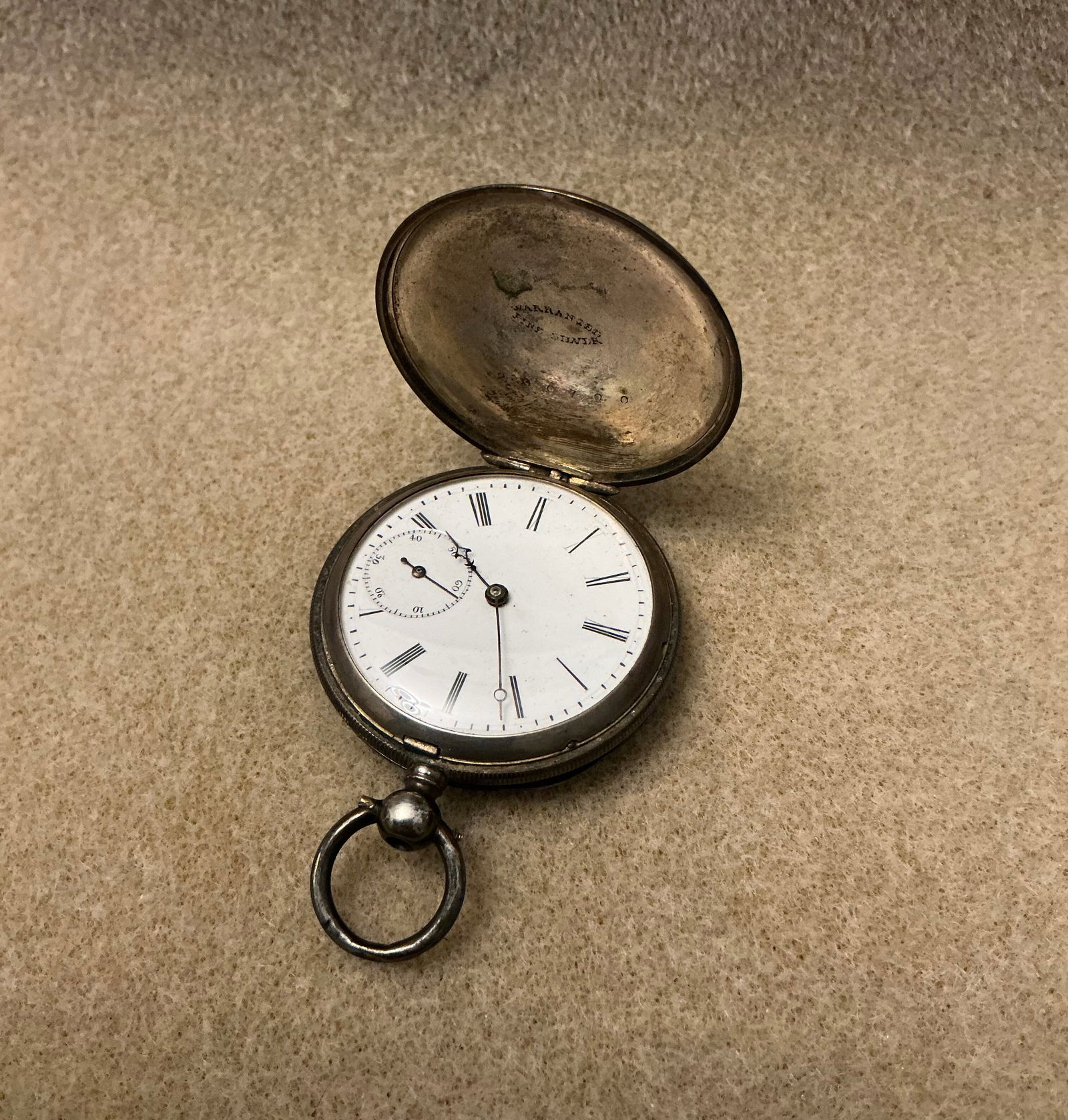 Antique Pocket Watch Marked Warranted Fine Silver: Untested Marked As Shown.