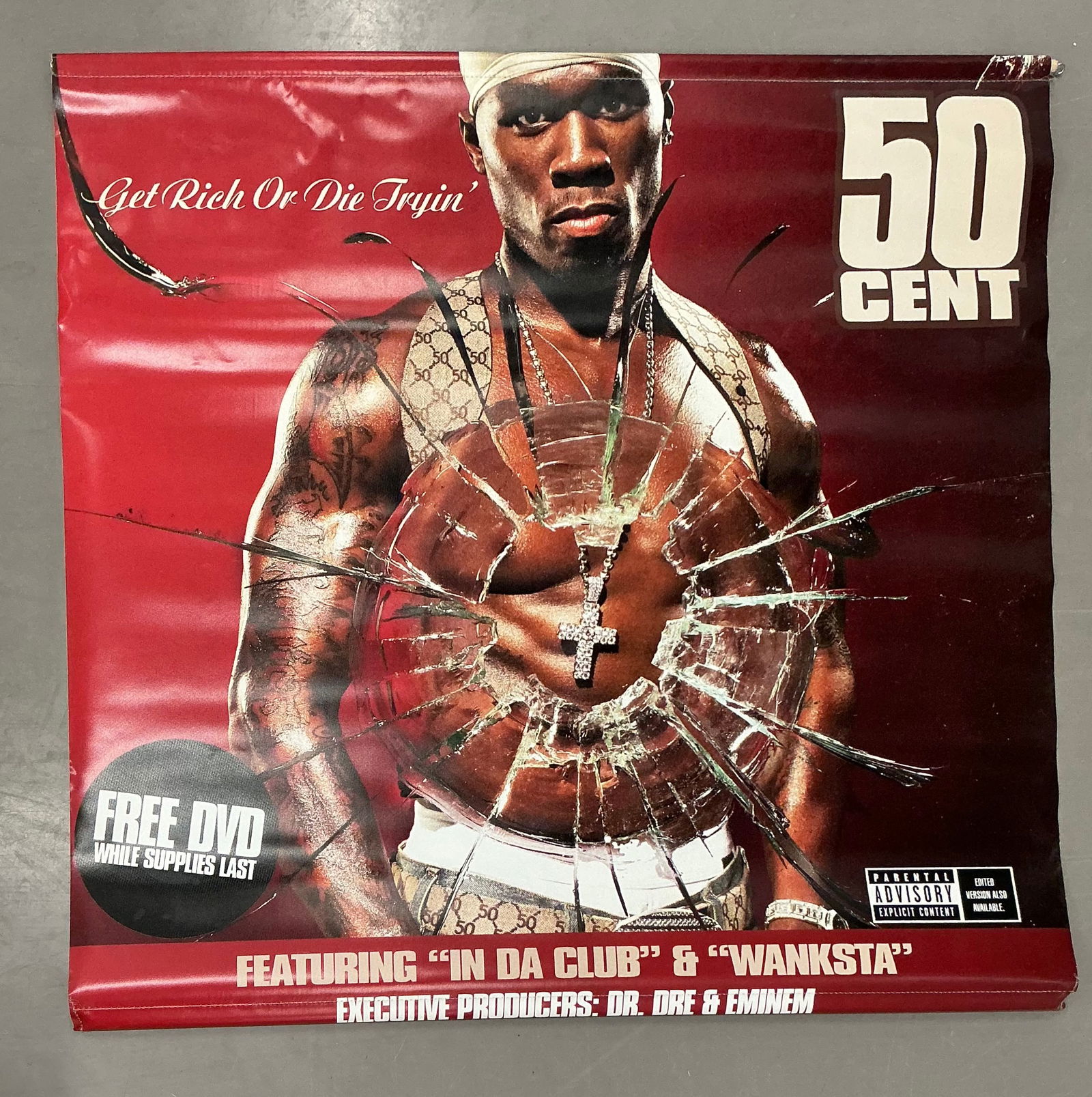 50 Cent Get Rich Or Die Tryin Two Sided Vinyl Promotional Banner Poster: 35x36