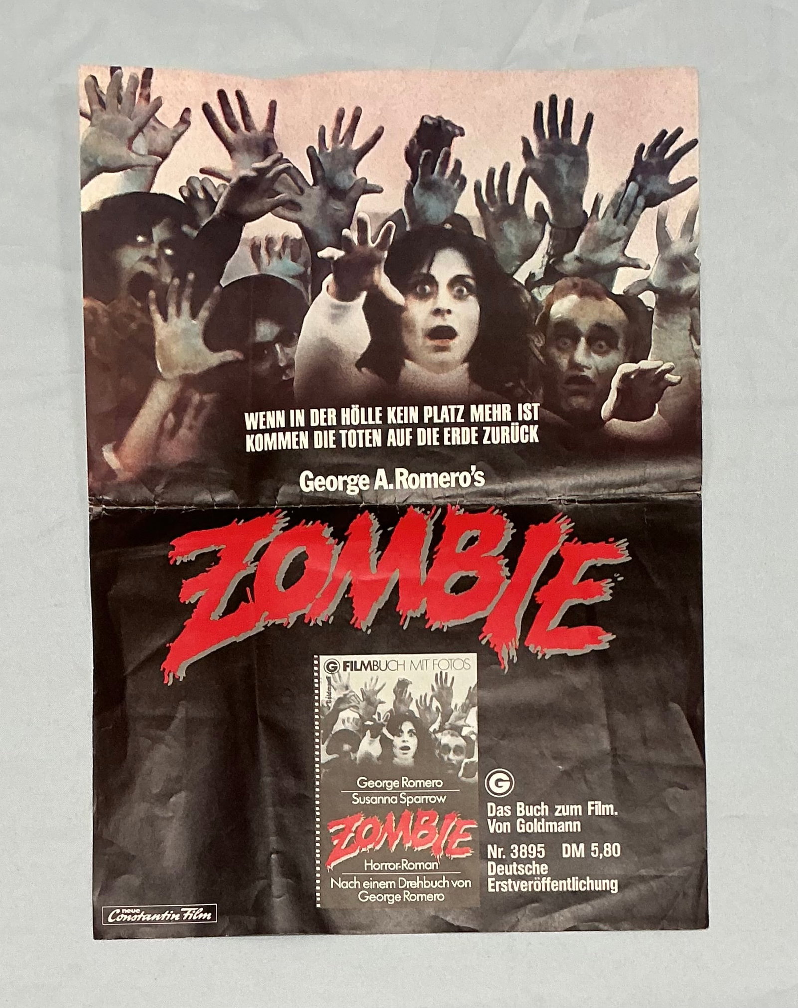 George A Romero Zombie German Movie Poster: 16.5x11.75”