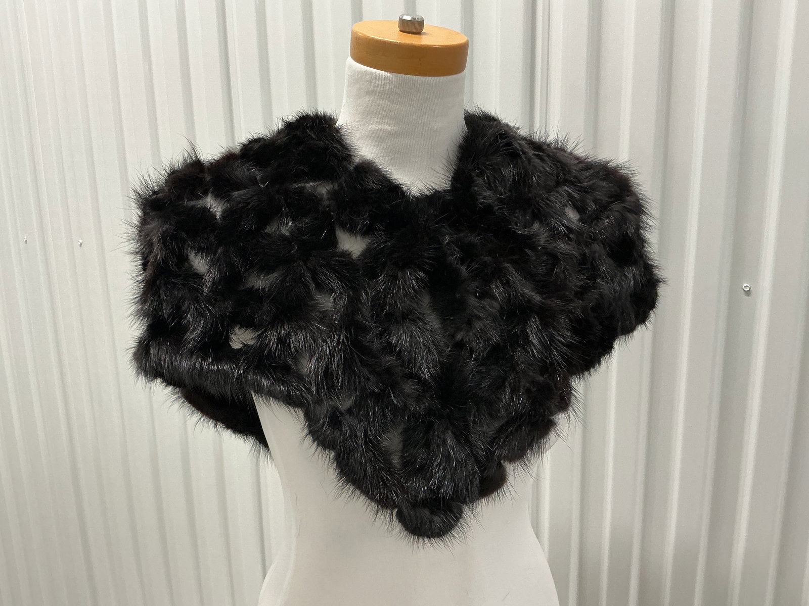 Fur Lattice Cape Shawl: One Size