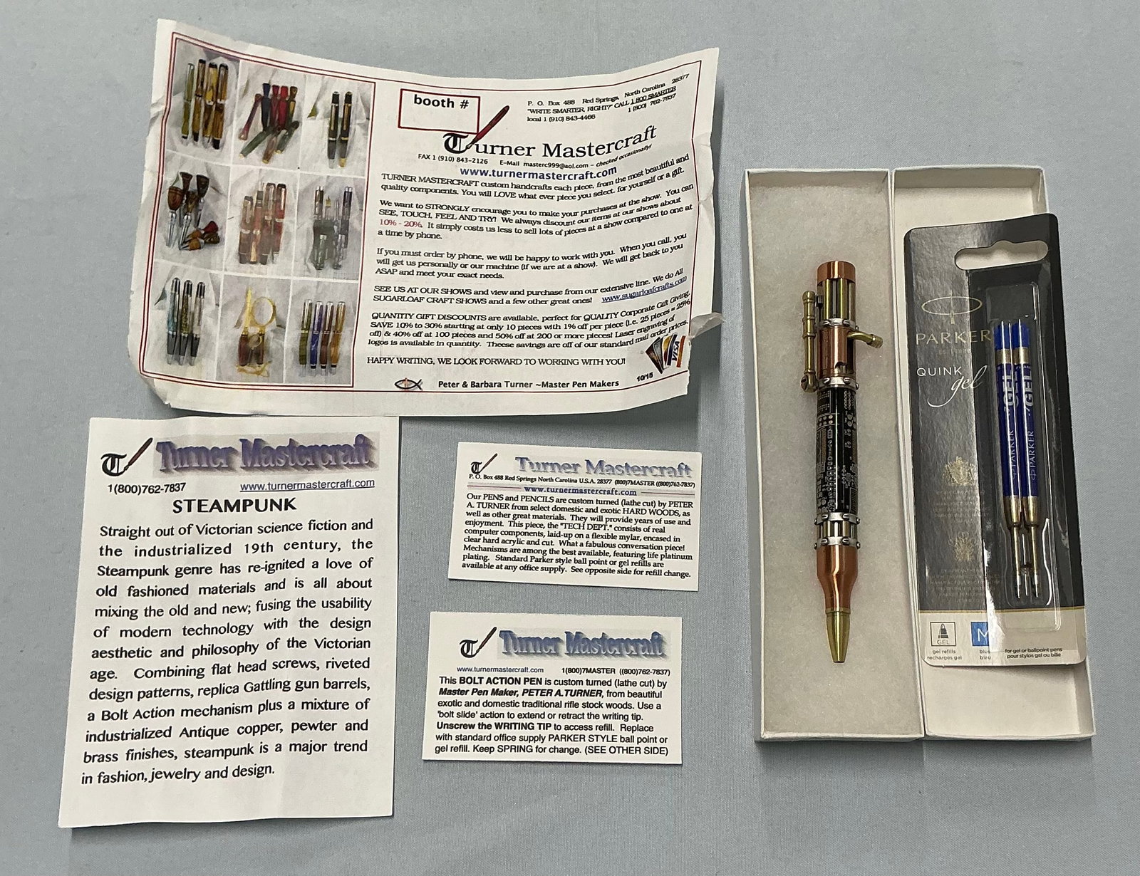 Custom Steampunk Turner Mastercraft Hand Crafted Bolt Action Pen: Steampunk Custom Pen