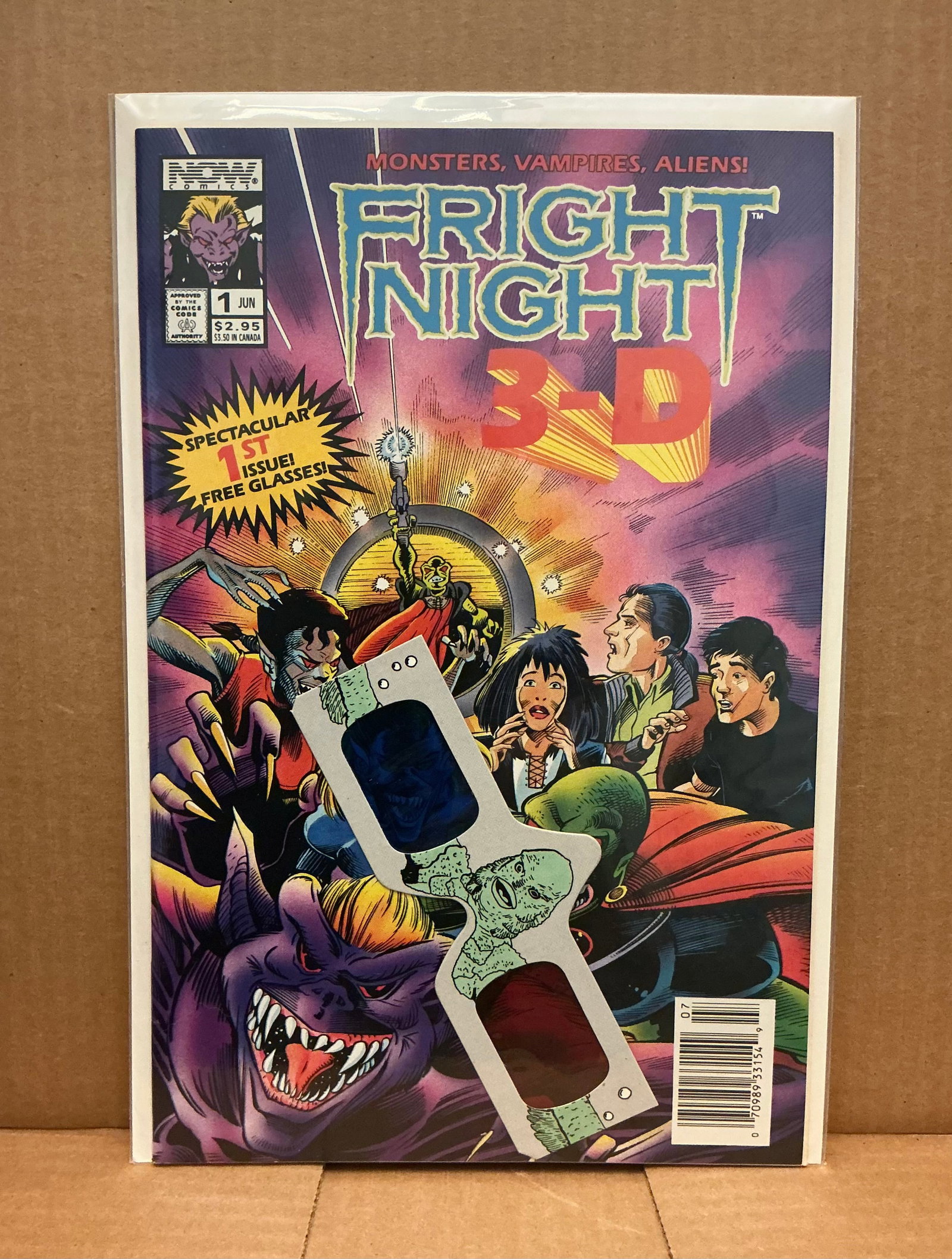 1992 Fright Night 3-D #1 With Glasses: Boarded