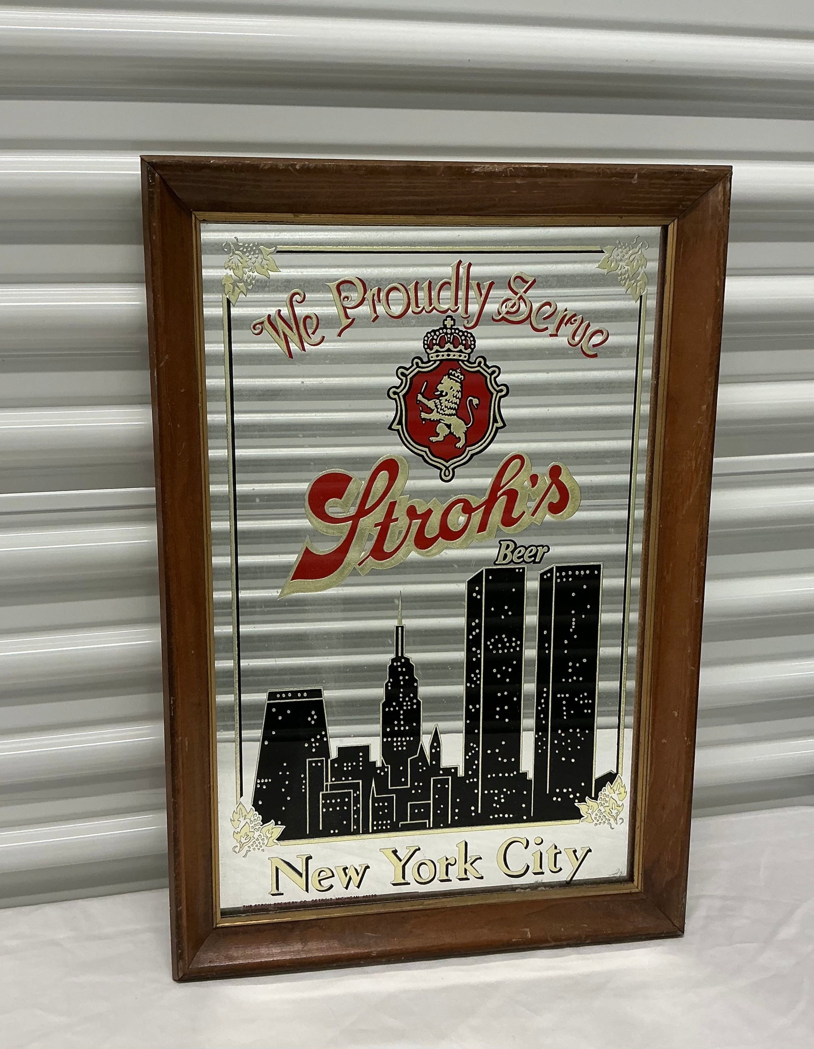 Stroh’s Beer New York City Skyline Twin Towers Bar Mirror (1 of 4)