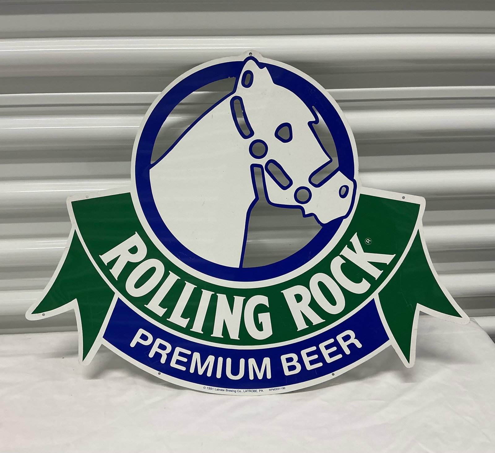 1991 Rolling Rock Racetrack Beer Sign: 20 inches