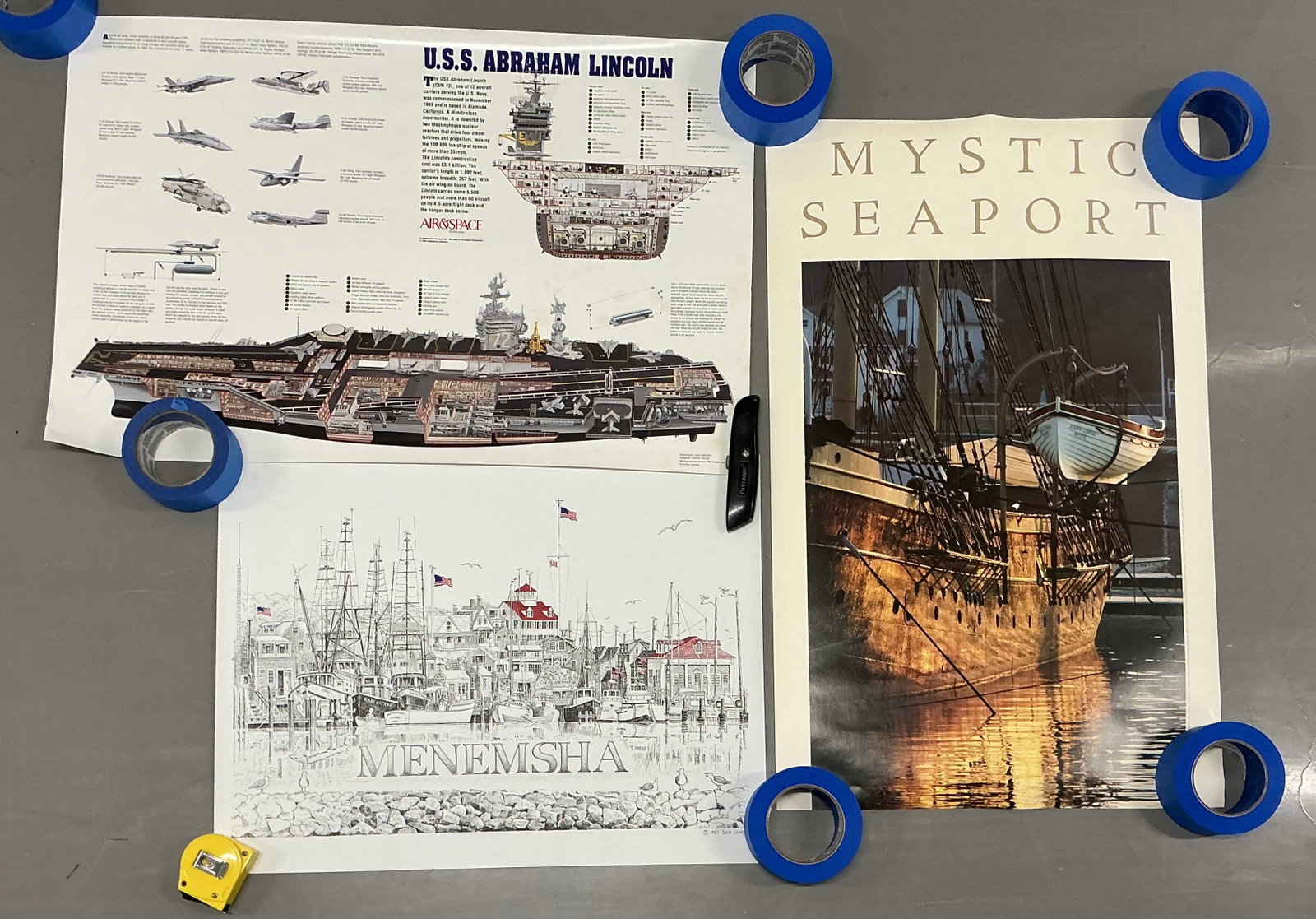 Nautical Posters Vintage Mystic Seaport Travel Poster Navy Ship (1 of 4)