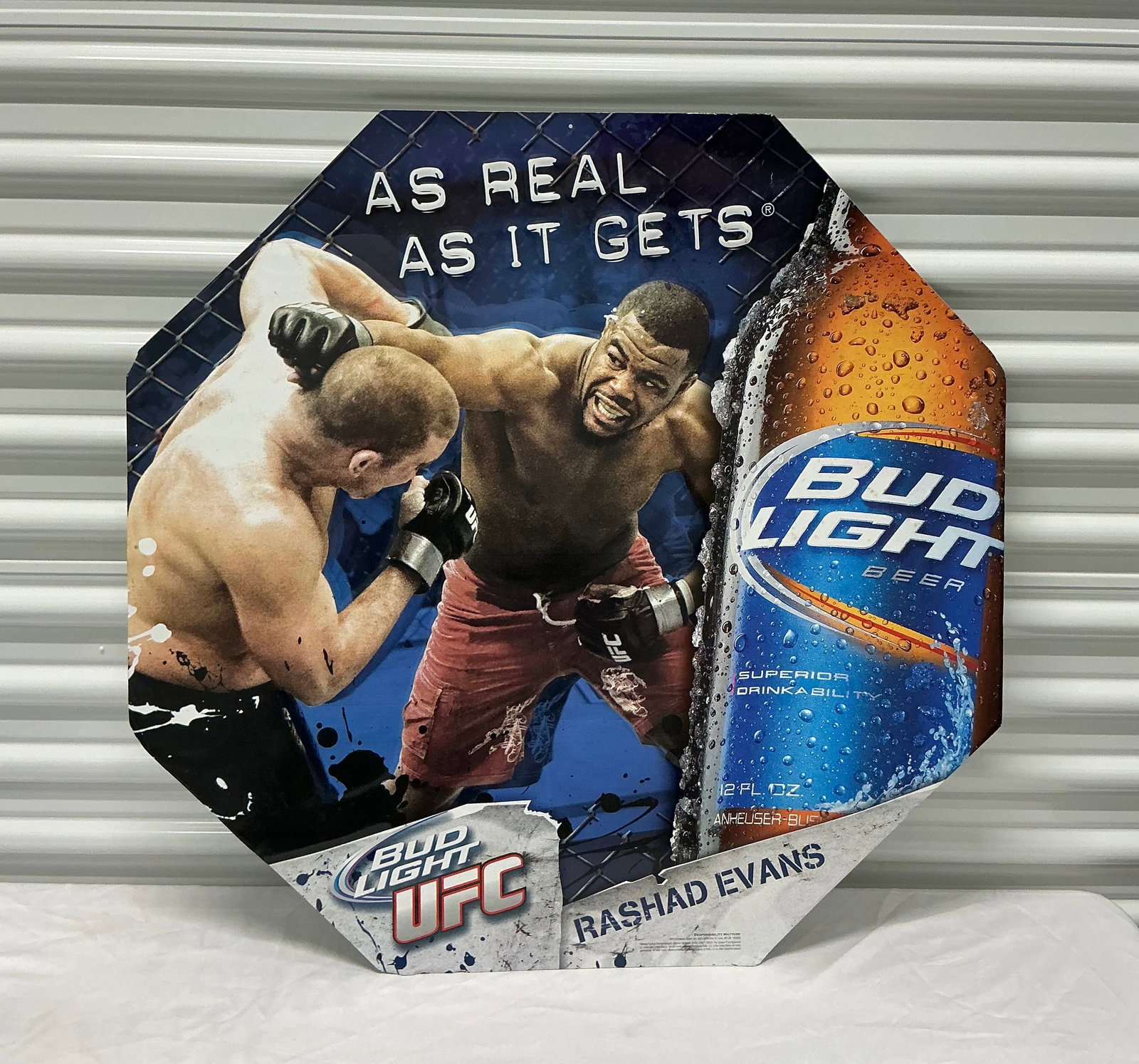 2010 UFC Rashad Lewis Metal Octagon Bud Light Sign: 30x29.5
