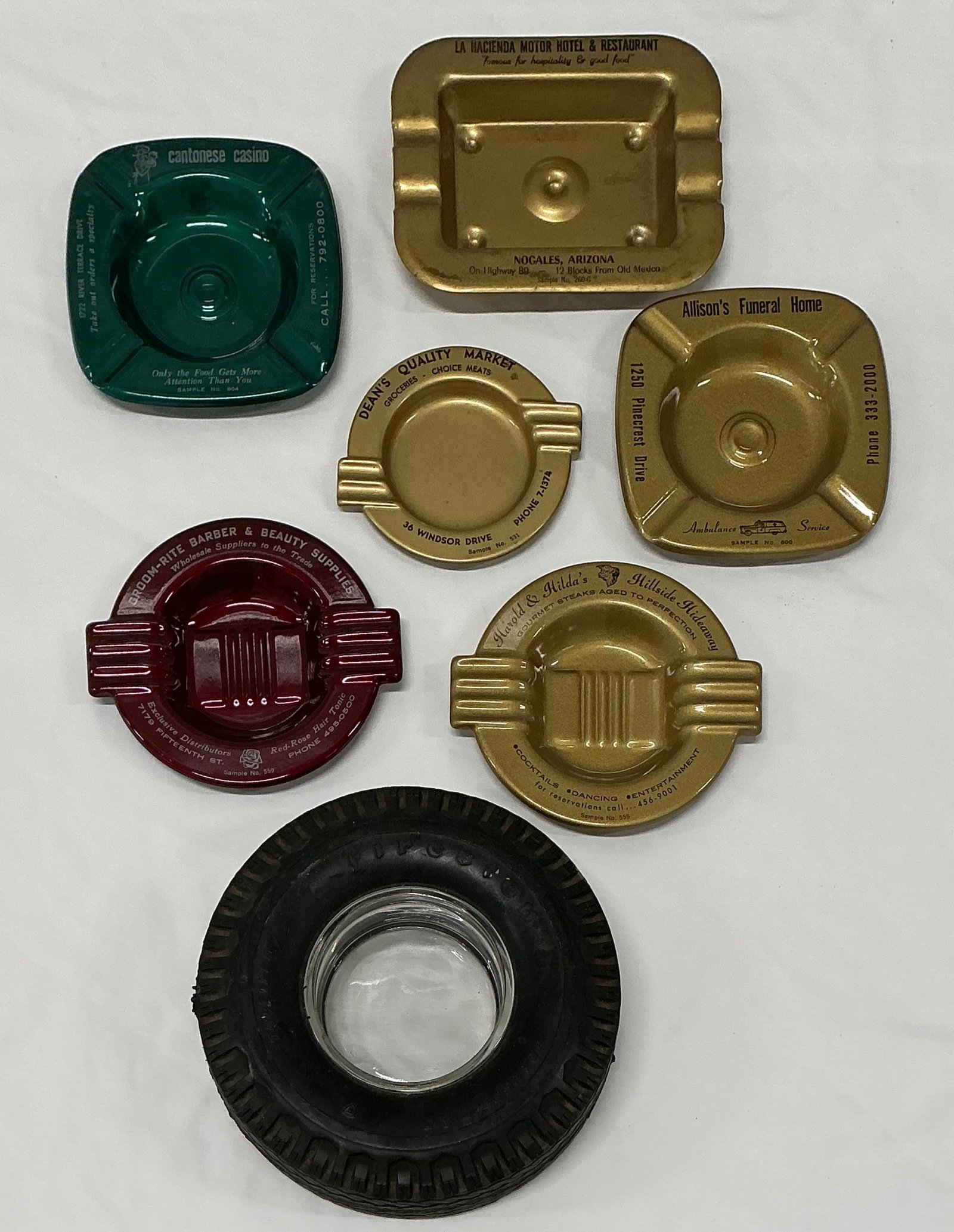 Mid Century Firestone Tire & Art Deco Style Salesman Sample Ashtrays (1 of 6)