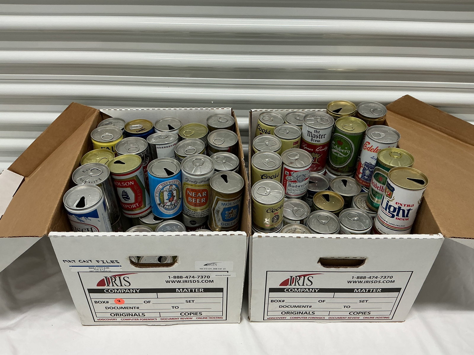 Two Boxes Full Of Vintage Beer Cans: All Empty