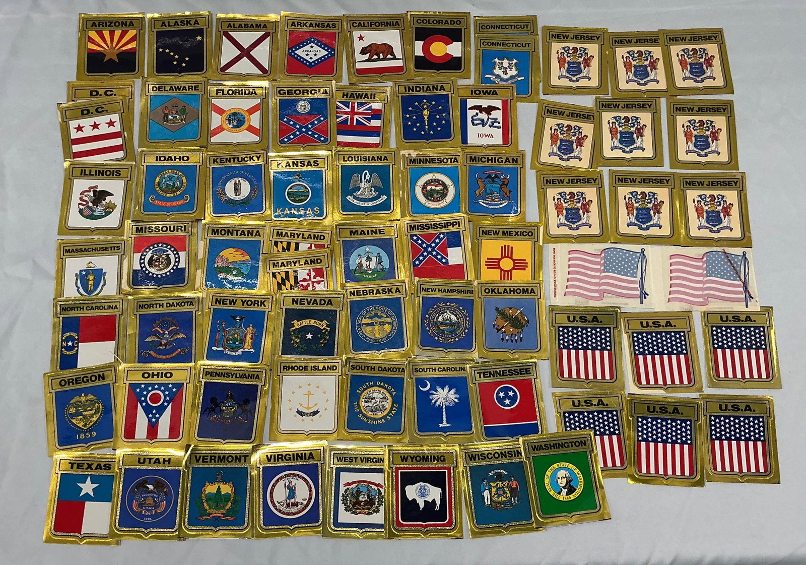 Complete Set 1970s Gulf Service Station State Flag Medallion Stickers (1 of 5)