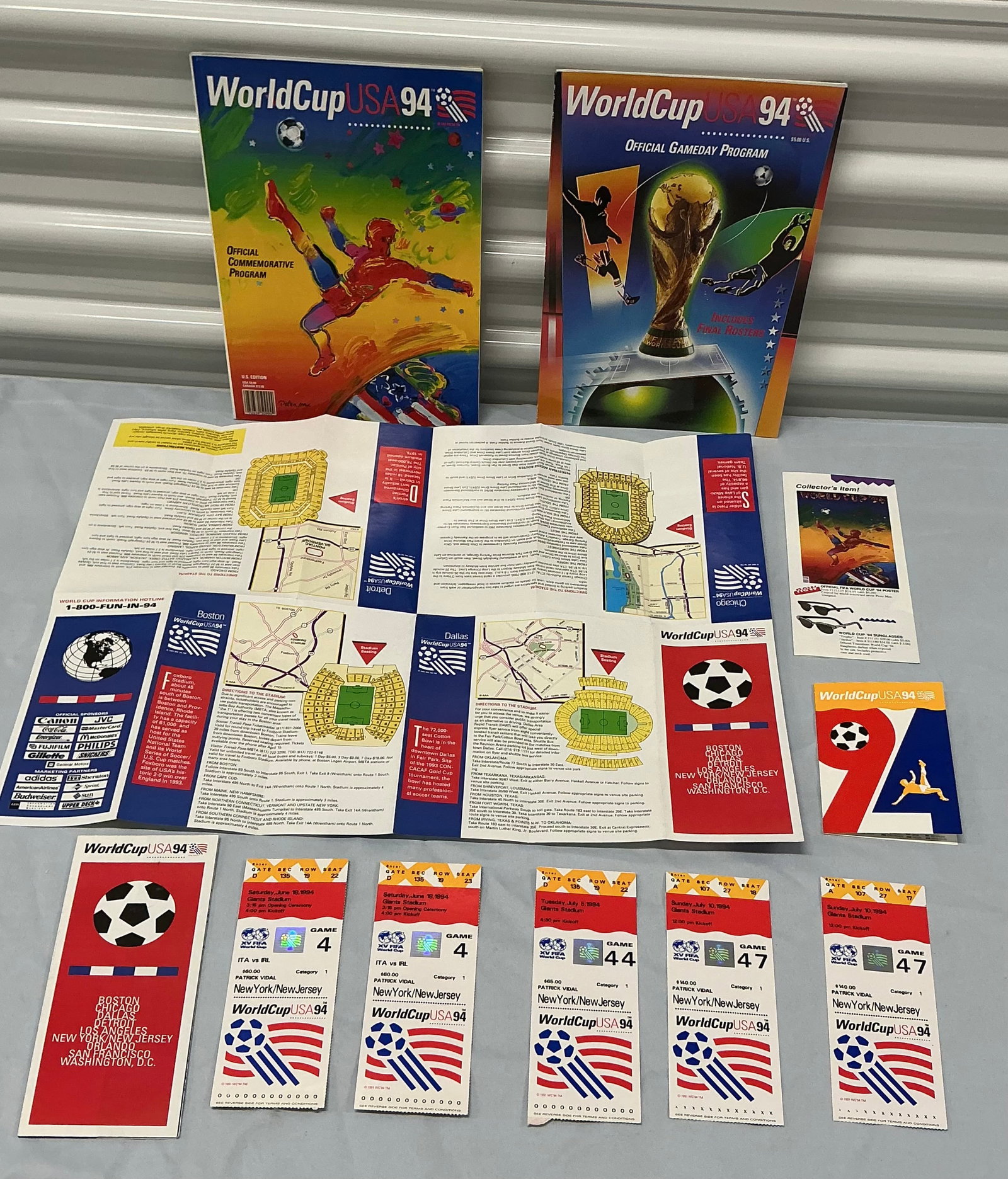 1994 World Cup Tickets & Ephemera: Official Programs Schedule Maps