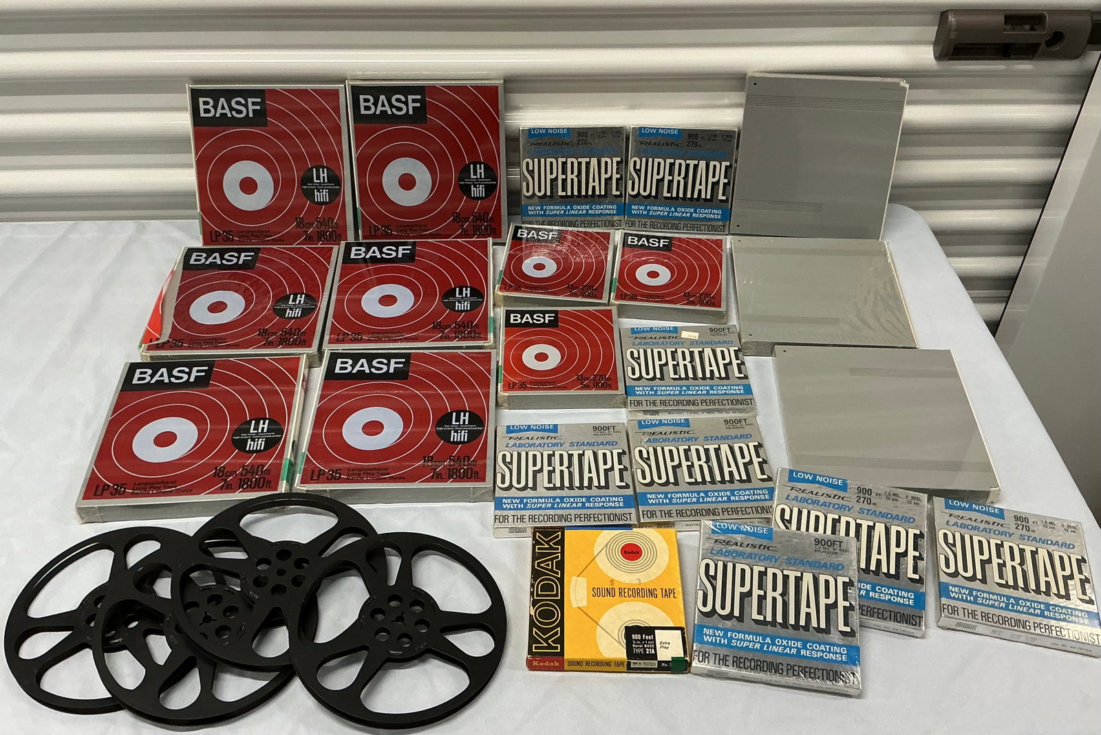 Box Of SEALED Reel To Reel Tapes Storage Boxes & Reels: ALL SEALED Kodak Open but new