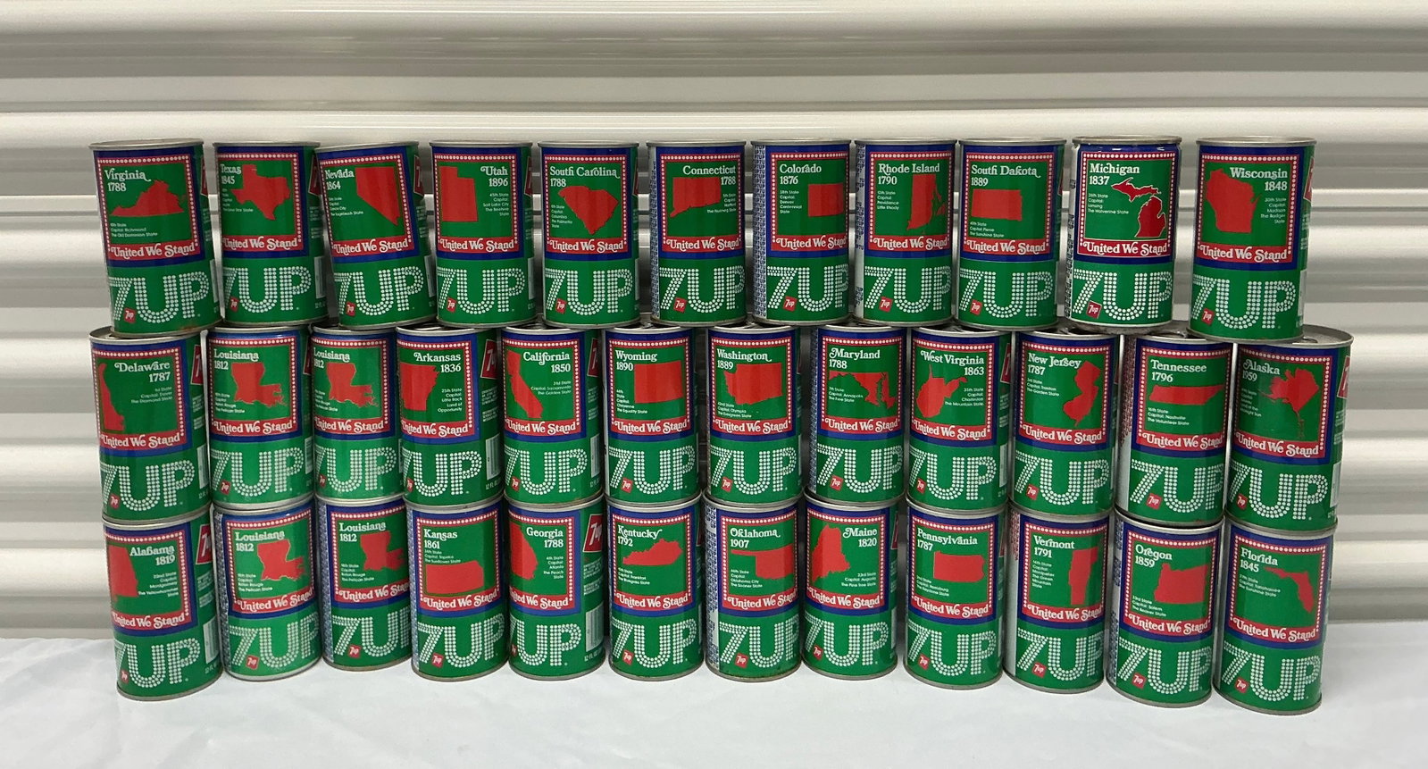 1976 7 UP United We Stand Commemorative State Cans: All Empty