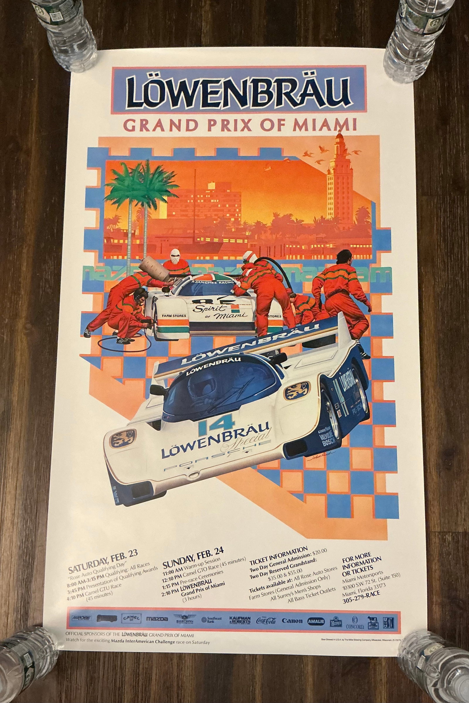 1985 Original Grand Prix Miami Lowenbrau Poster: 34.25x20