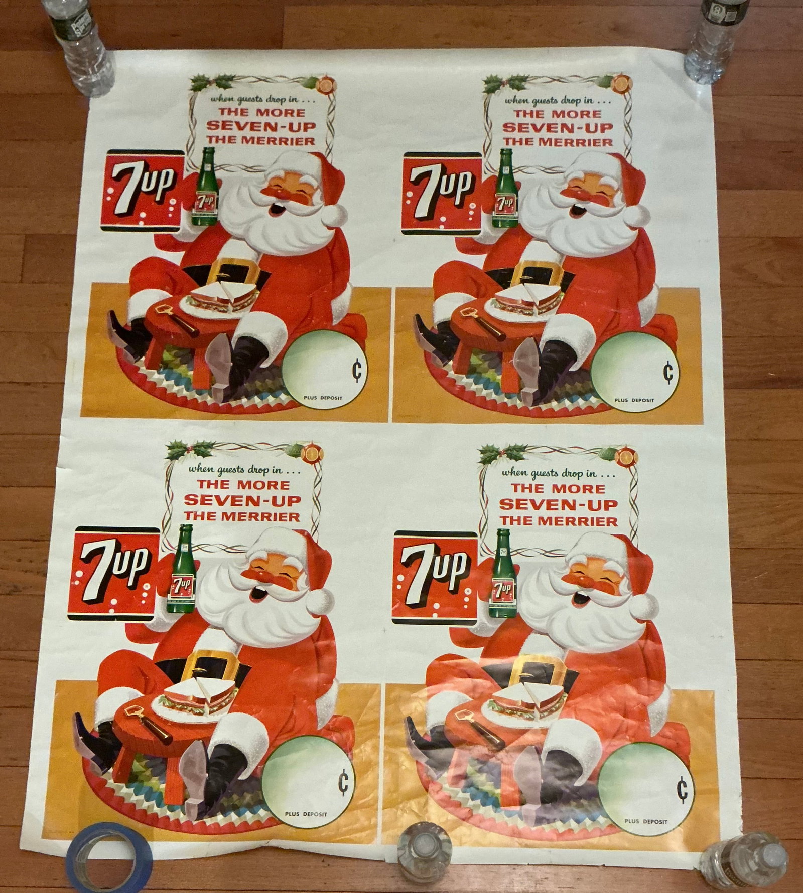 1964 7 Up Christmas Santa Advertisement Store Display Poster (1 of 8)