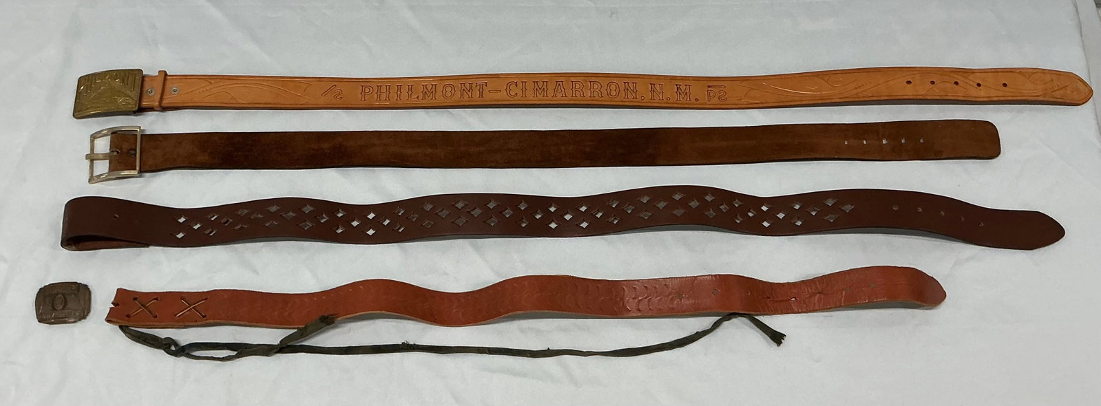 Vintage Leather Belts & Buckles: Two Marked Colorado Suede, Full Grain Cowhide