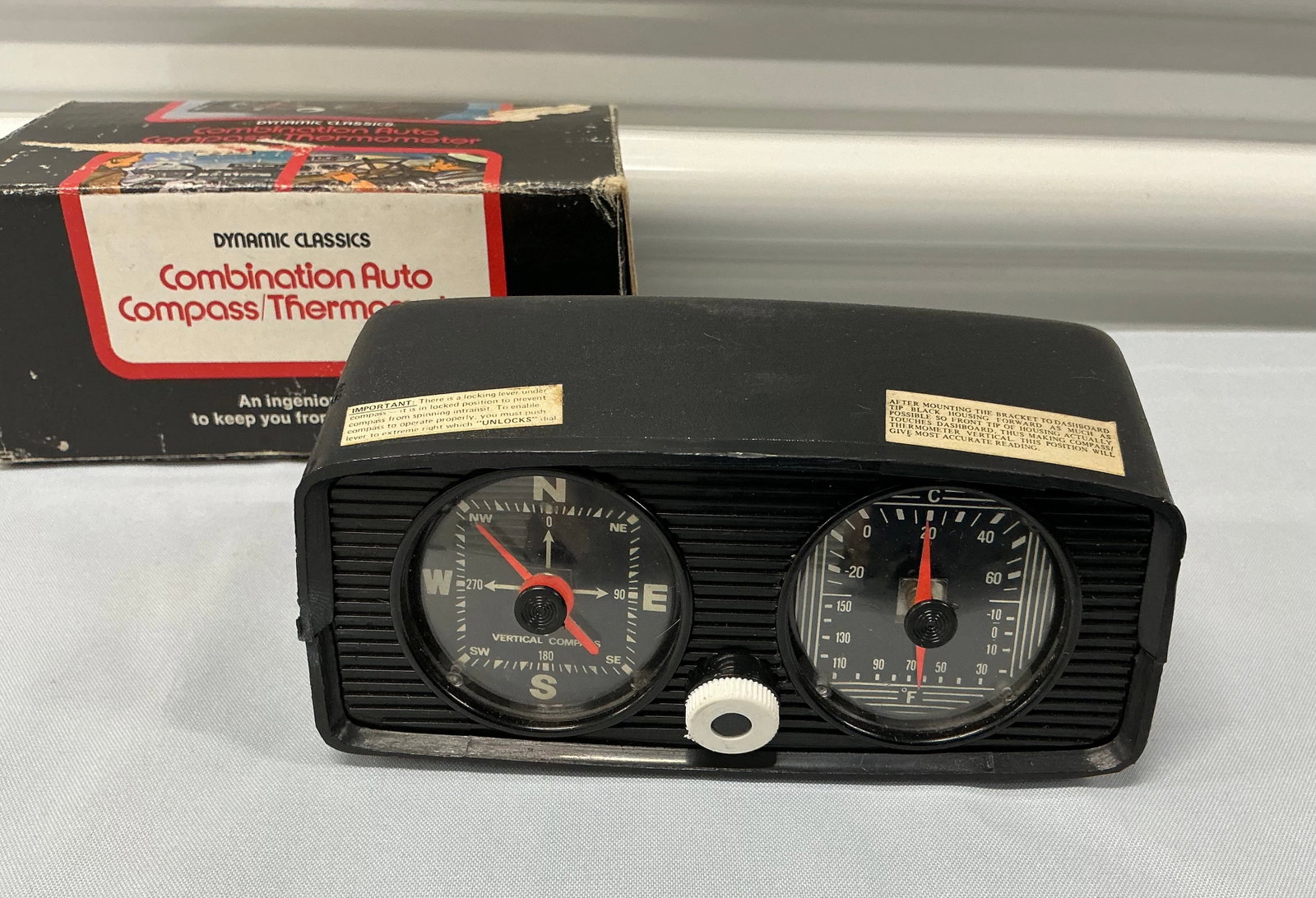 1978 New Old Stock Auto Compass Thermometer In Original Box (1 of 4)