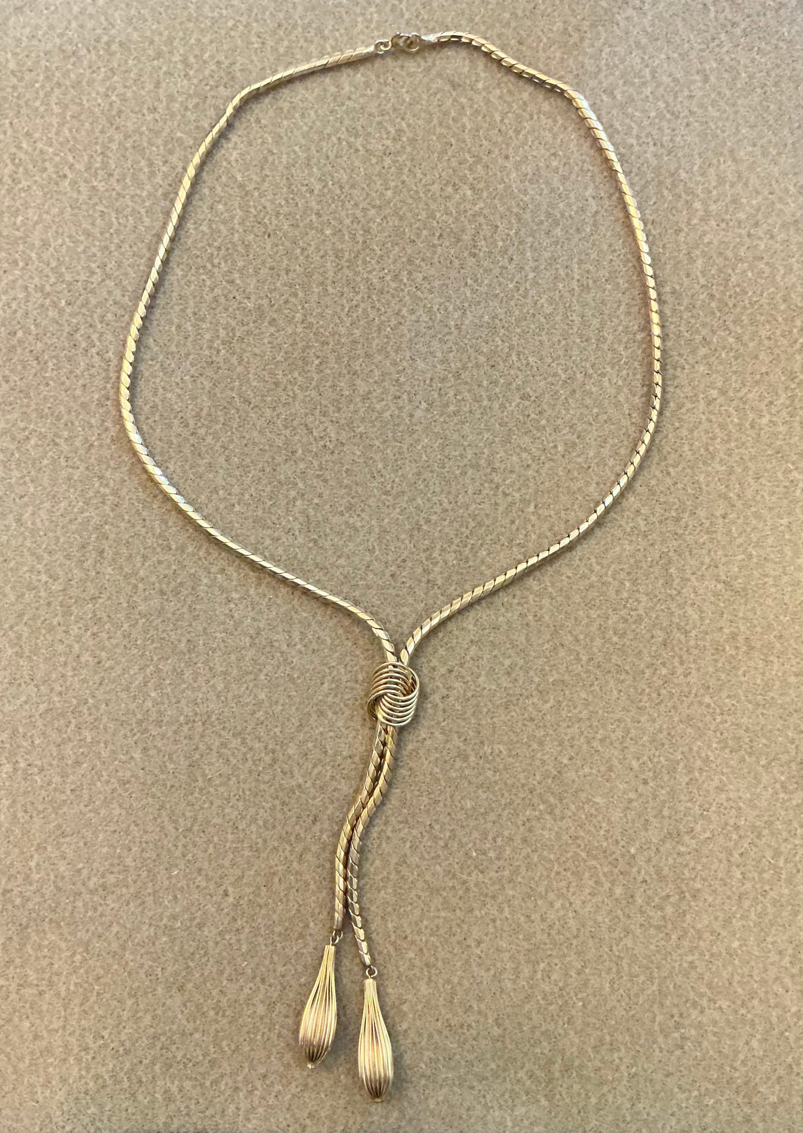 12K Gold Filled Lariat Bolo Tassel Necklace (1 of 6)