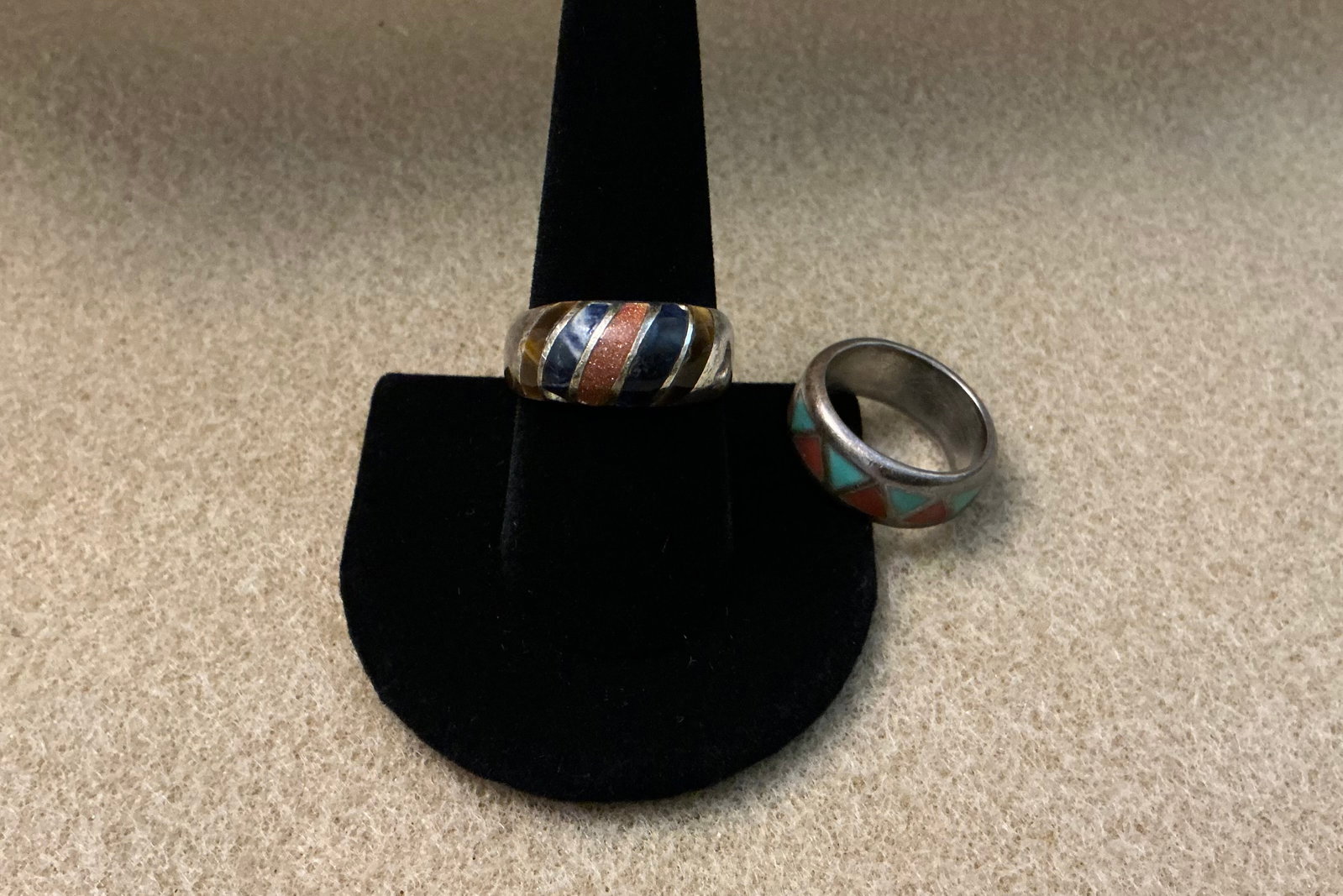 Silver Rings: One Marked 925 Mex, Other Unmarked Size 9, 8