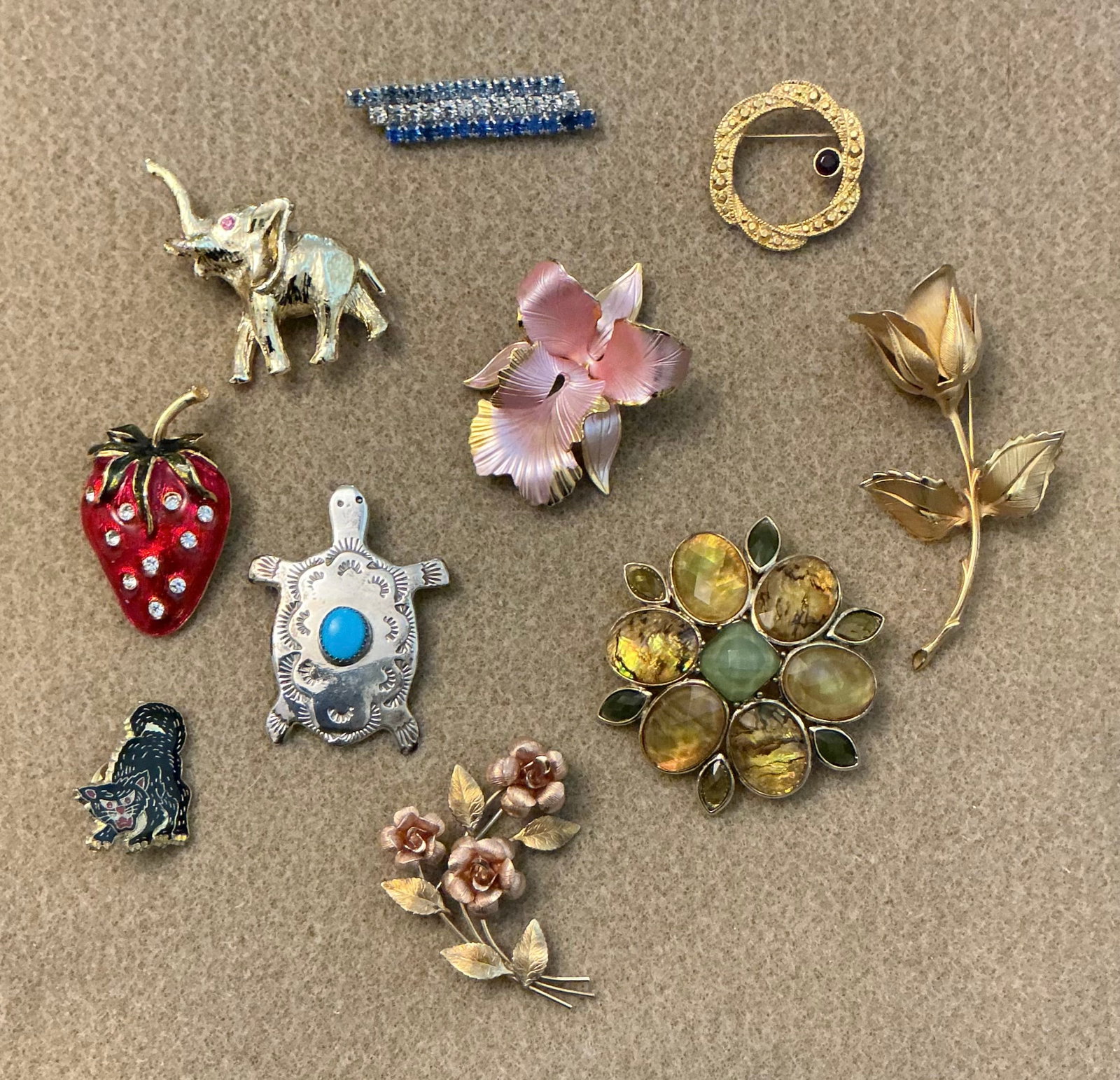 Collection Of Brooches Krementz, Cerrito Original 1982: Largest 2.75 in