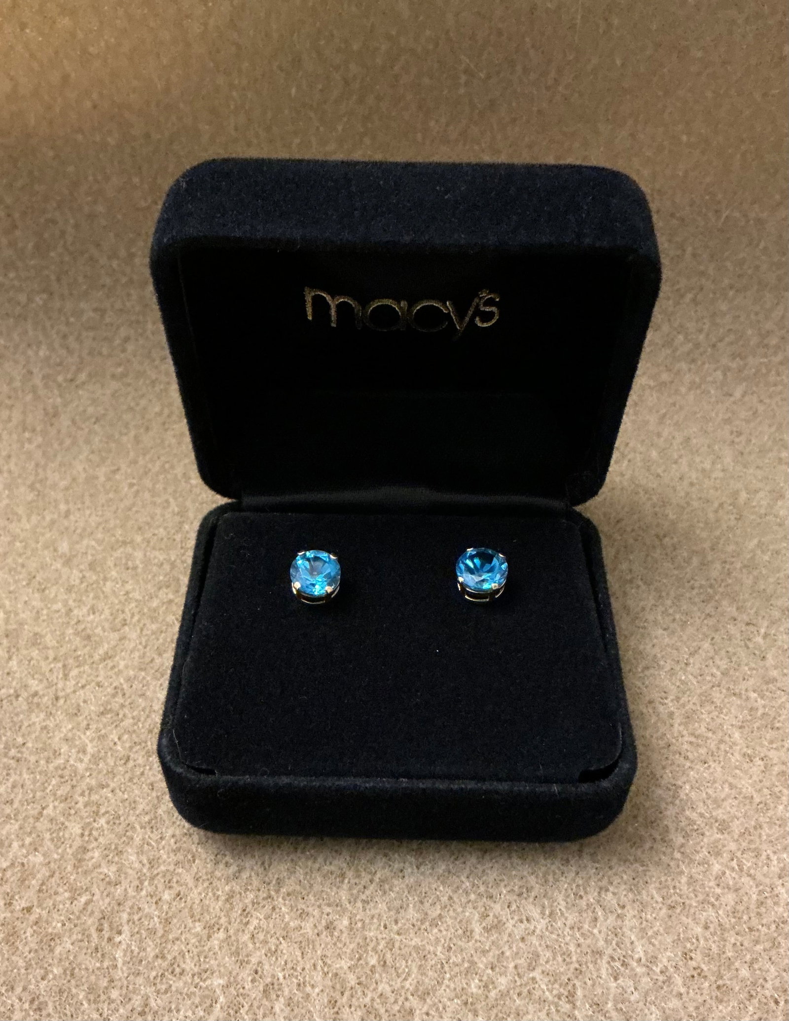 14K Gold & Blue Stone Post Earrings (1 of 5)