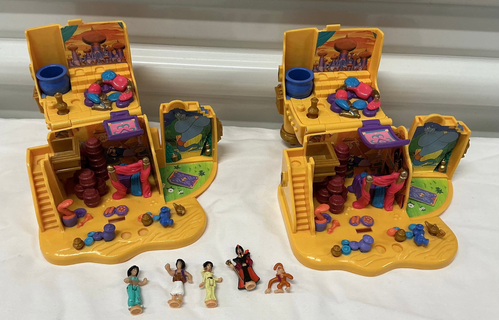 Pair Of 1990s Bluebird Toys Polly Pocket Disney Alladin Agrabah Marketplace: With Pieces Shown
